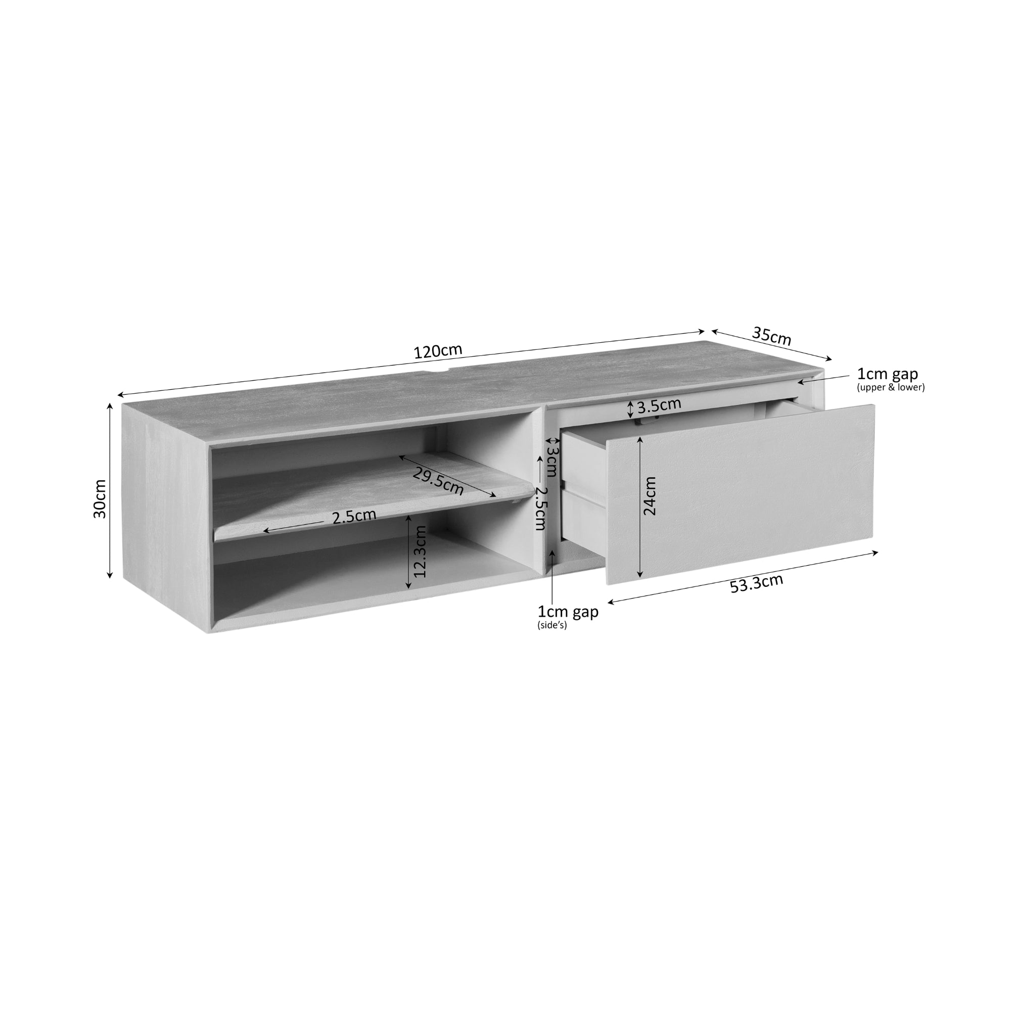 Zwevend tv meubel Ambiance Brown | 120 cm