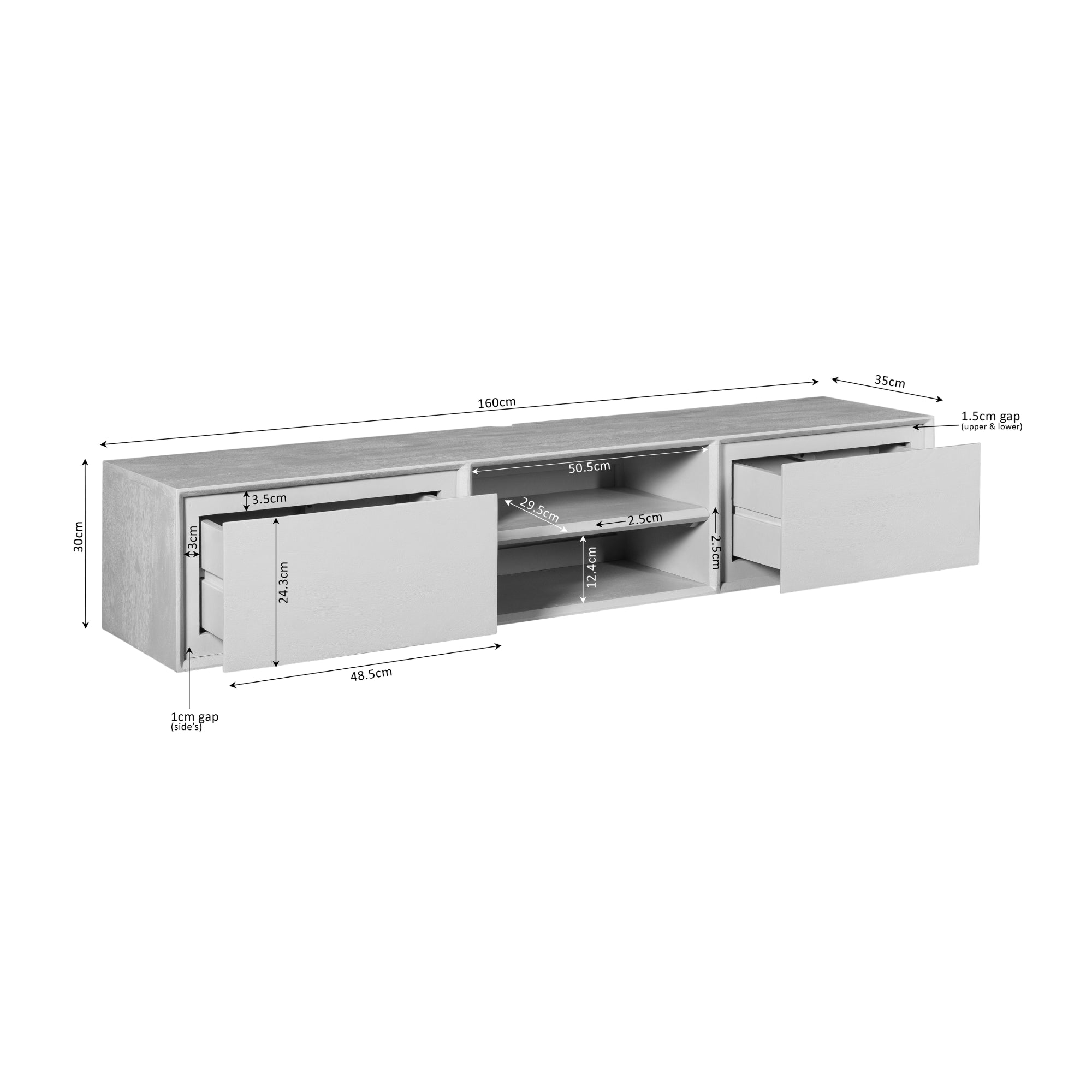 Zwevend tv meubel Ambiance Brown | 160 cm