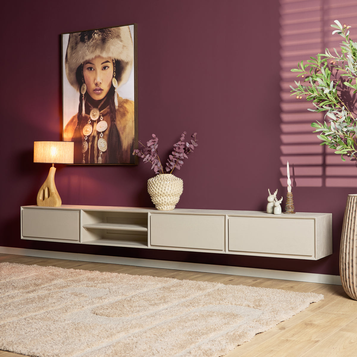 Zwevend tv meubel Ambiance Sand | 280 cm