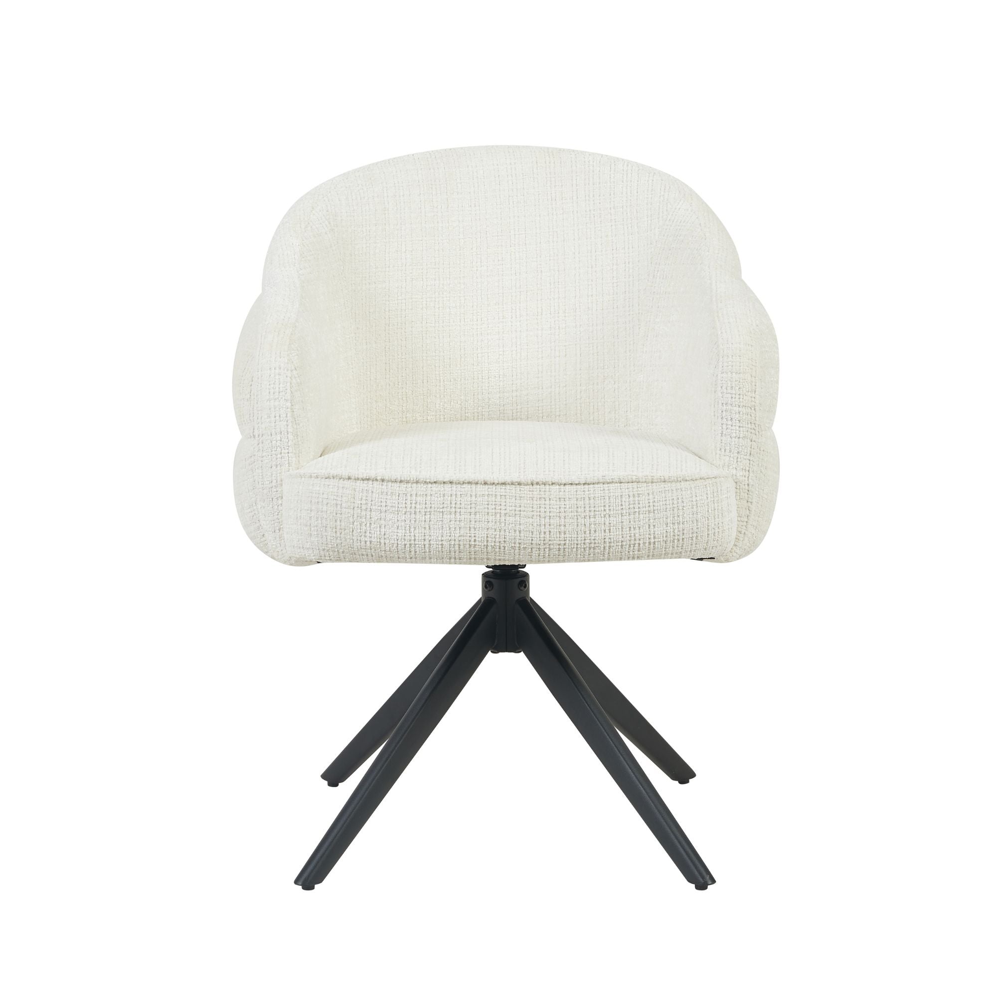 Eetkamerstoel Bella | Off White | Poot Black | Met armleuning