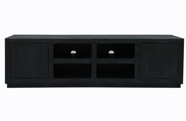 Tv-meubel Cannes – 180 cm – Zwart – Mangohout