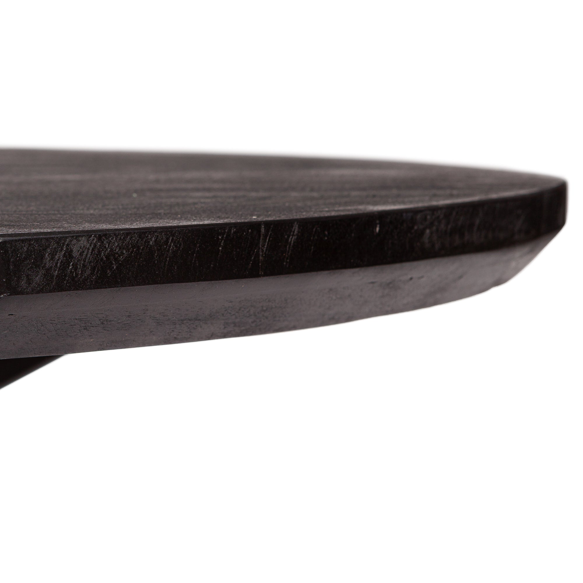 Ronde eettafel - Elkarti - 115cm - Volledig Zwart- Mangohout - Kegelonderstel