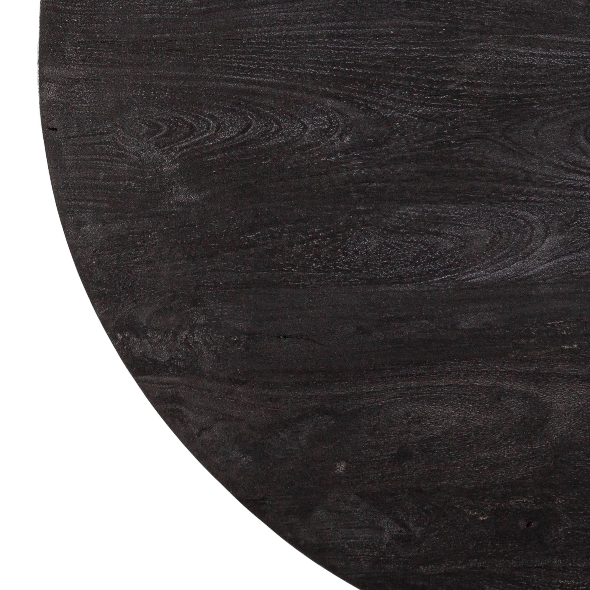 Ronde eettafel - Elkarti - 115cm - Volledig Zwart- Mangohout - Kegelonderstel