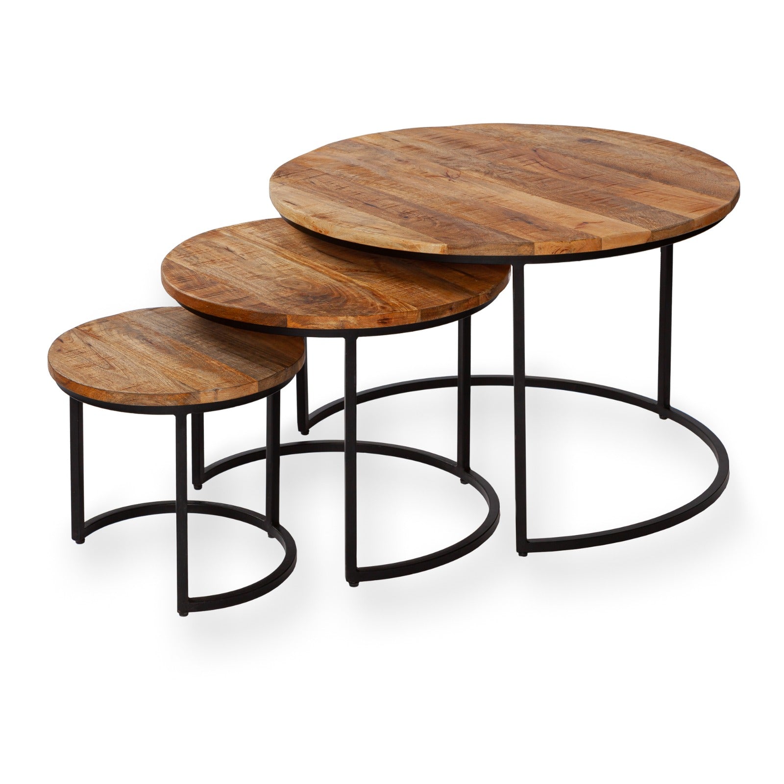 Zita Home Salontafel Quincy Set van 3 – Naturel – Mangohout – Medium