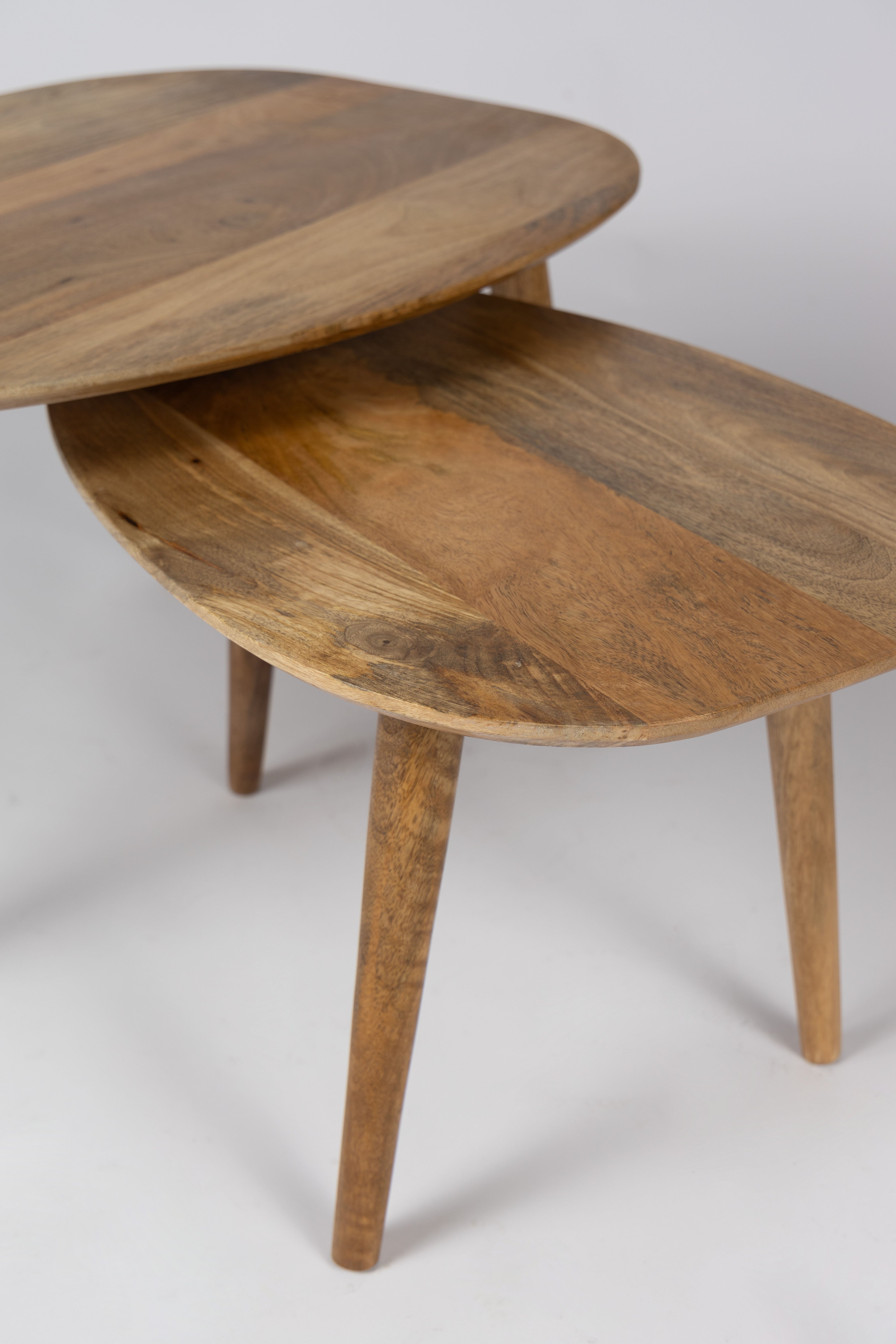 Driehoekige Salontafel set - Mango - 2 stuks - Mangohout