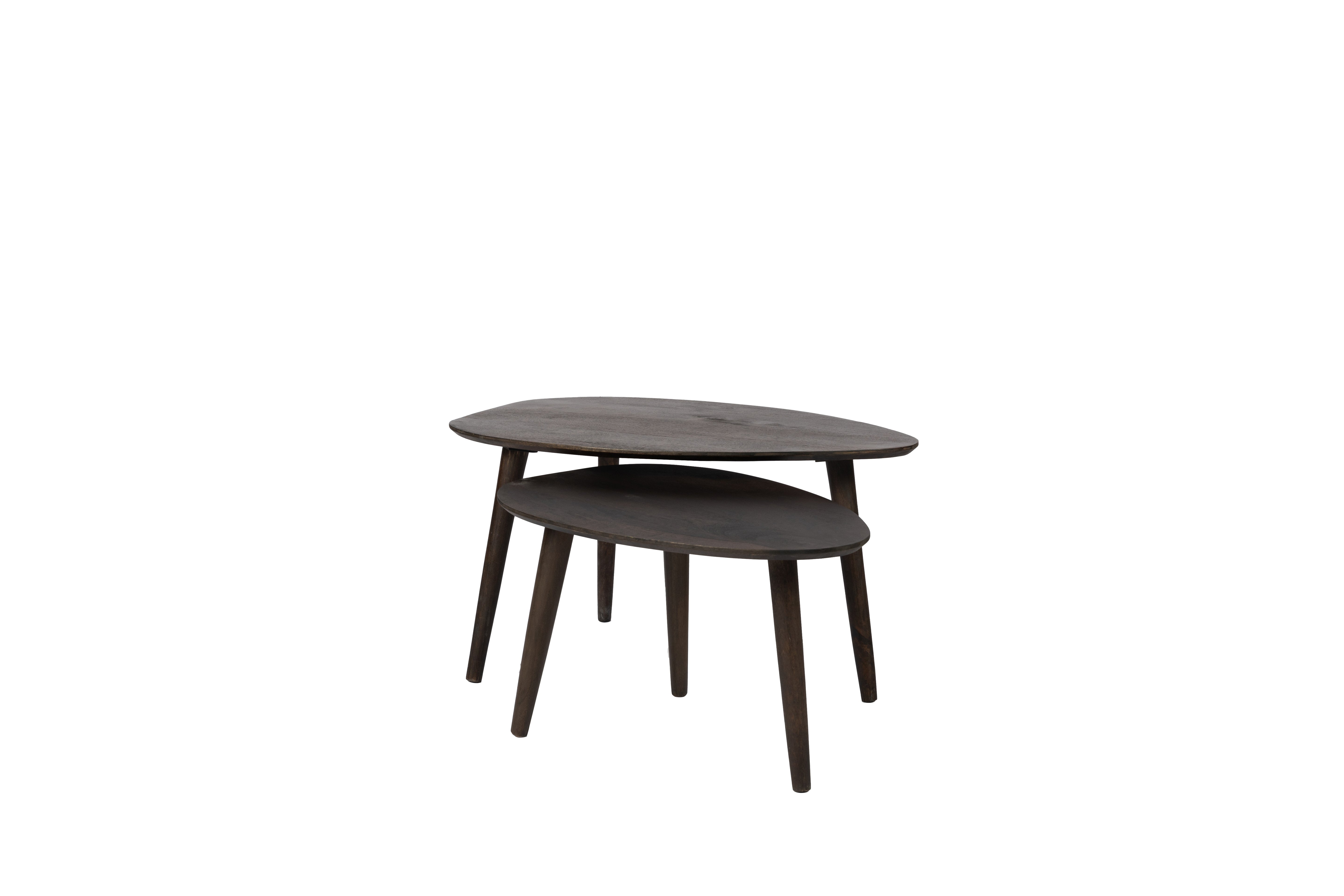 Driehoekige Salontafel set - Bruin - 2 stuks - Mangohout