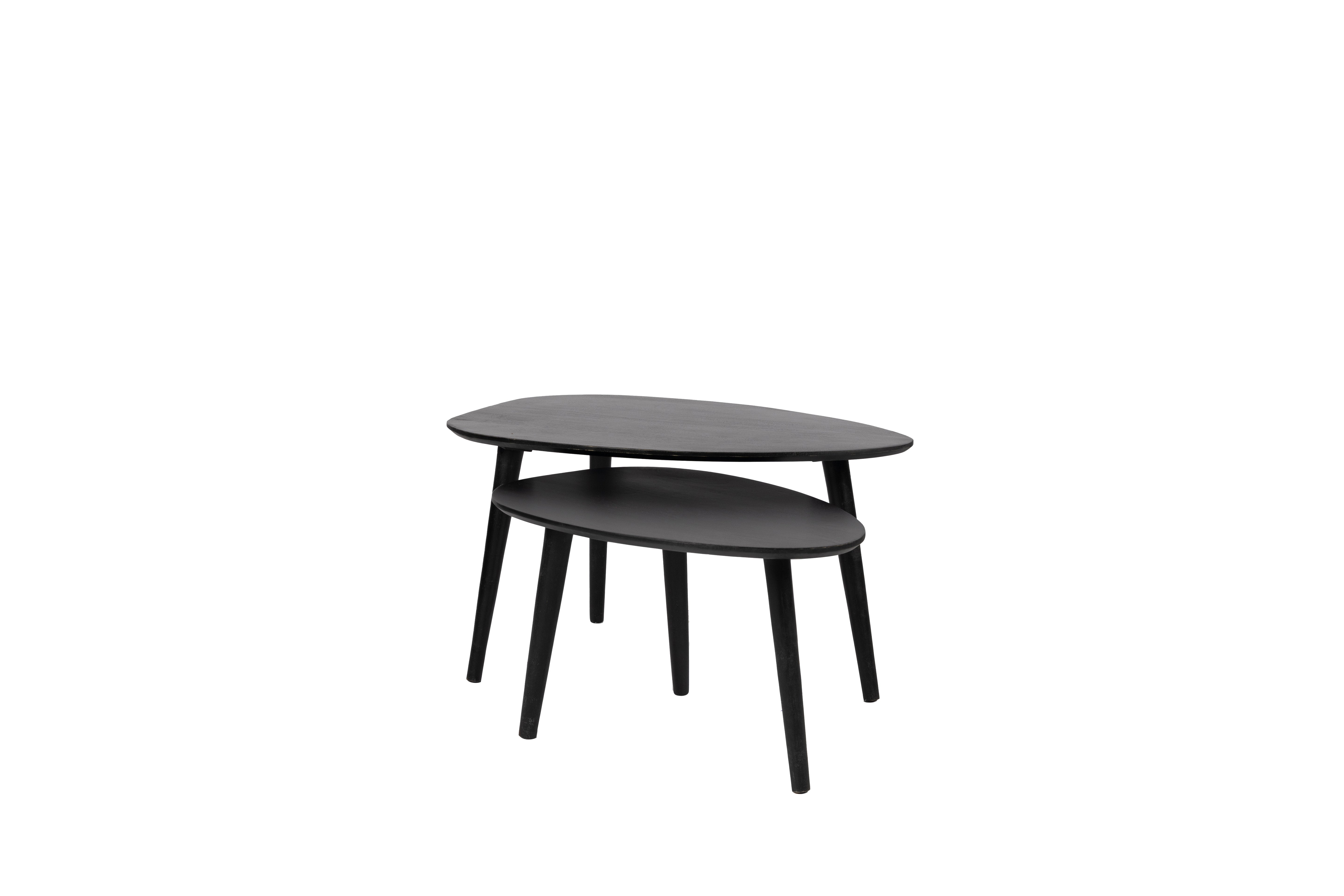 Driehoekige Salontafel set - Zwart - 2 stuks - Mangohout