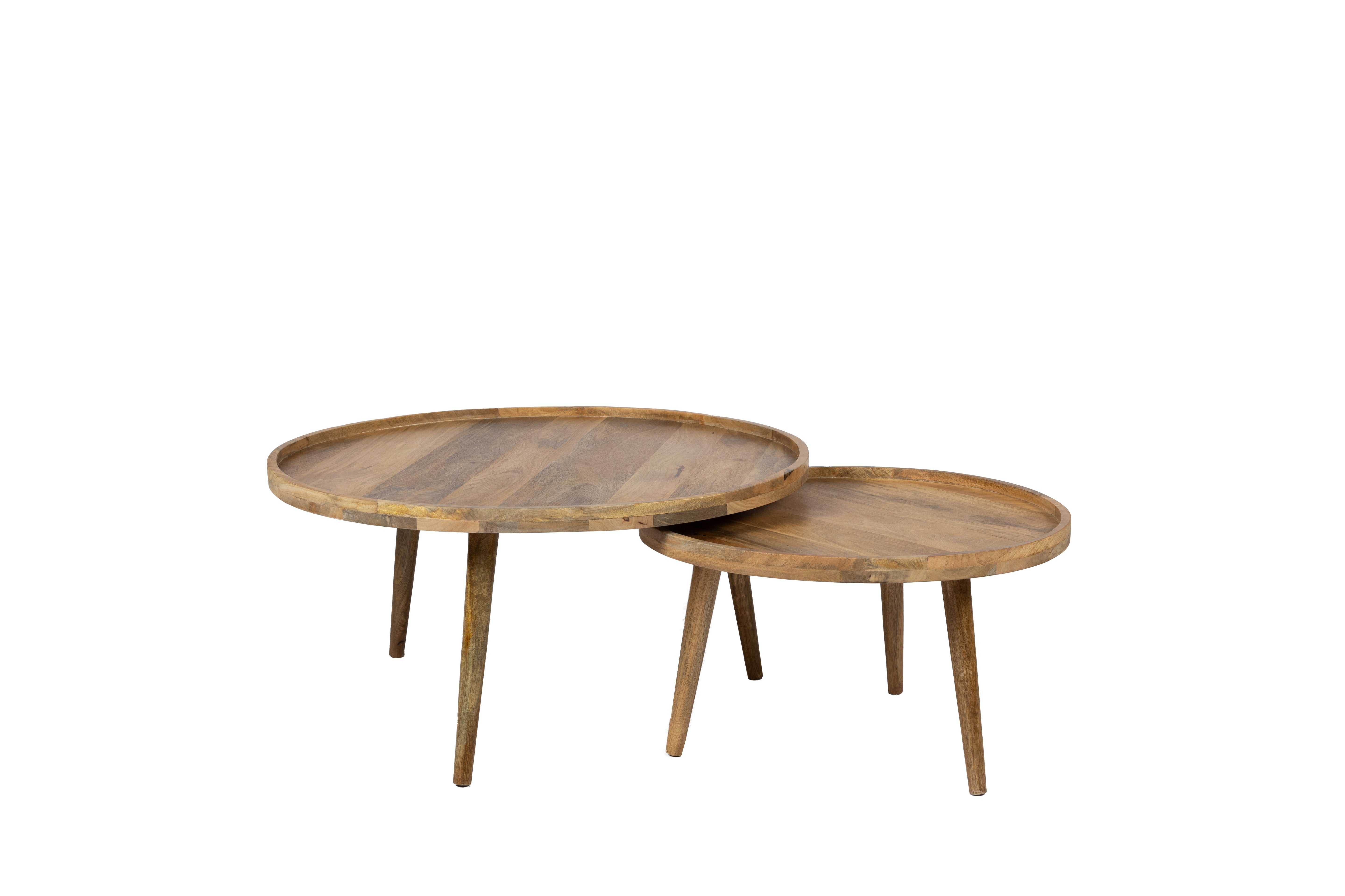 Salontafel - Set van 2 - 80 cm x 60 cm - Naturel - Mangohout