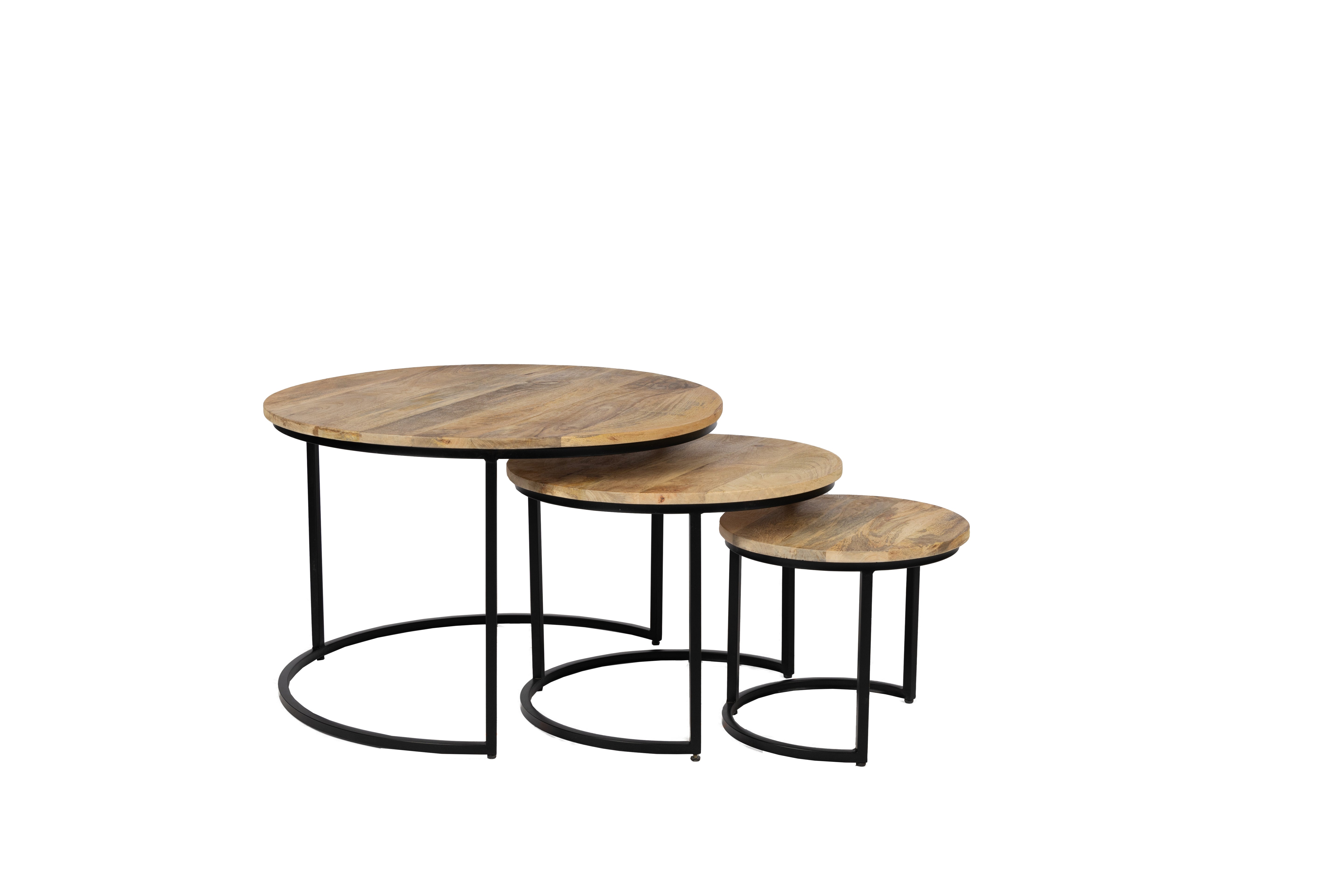 Salontafel Set van 3 - 70 cm x 50 cm x 36 cm - Naturel - Mangohout