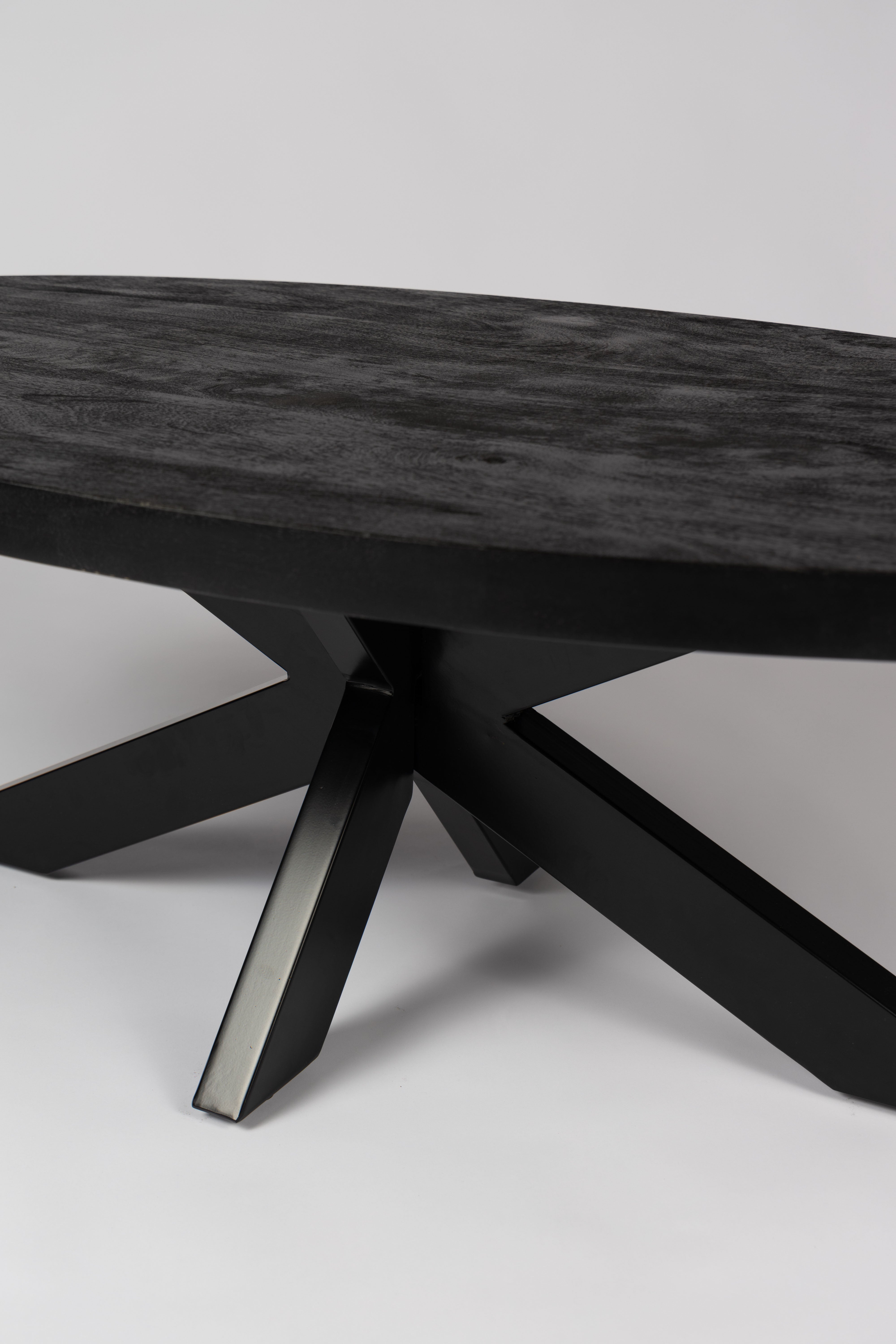 Ovale Eettafel - 200cm - Dik Frame - Zwart - Mangohout