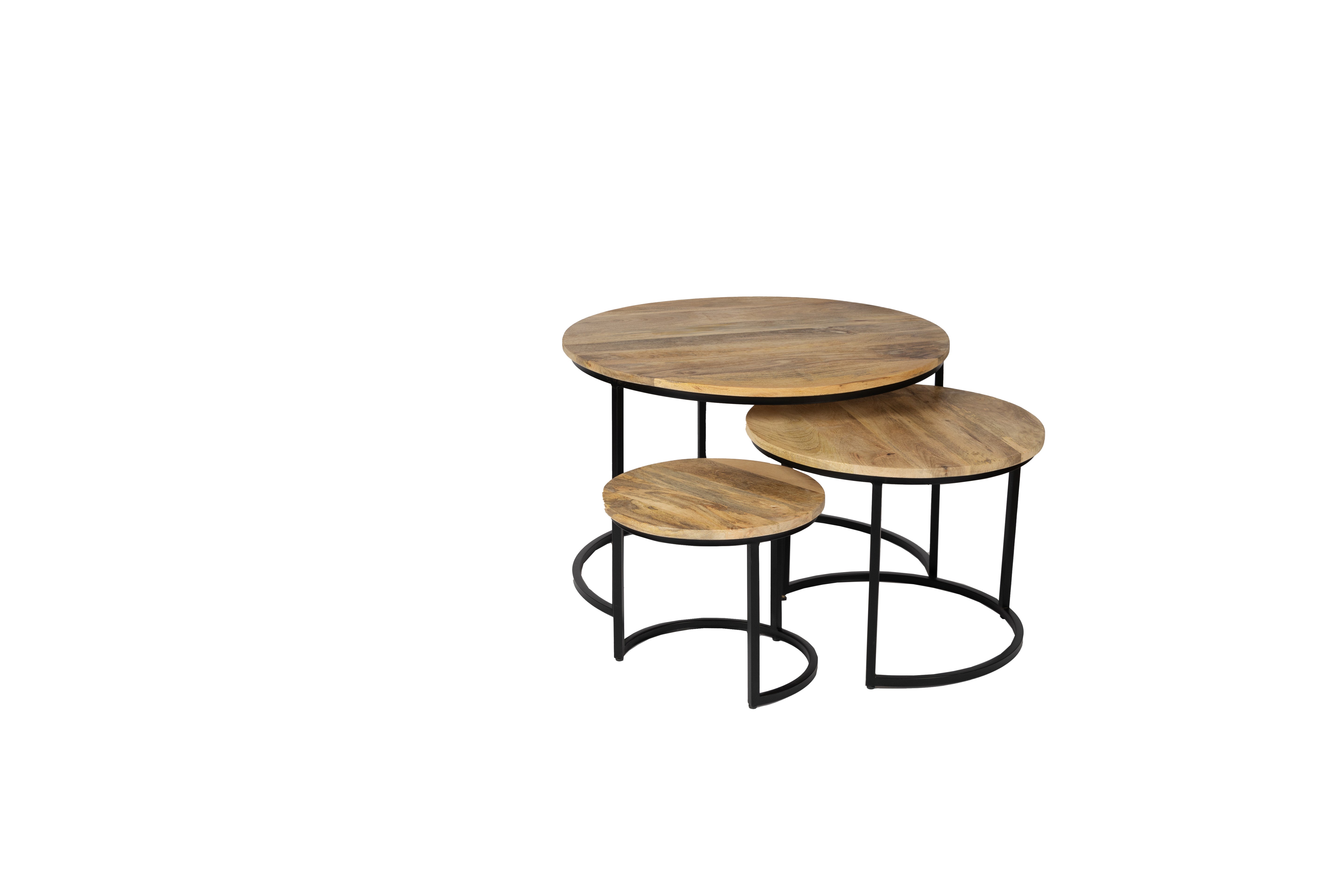 Salontafel Set van 3 - 70 cm x 50 cm x 36 cm - Naturel - Mangohout