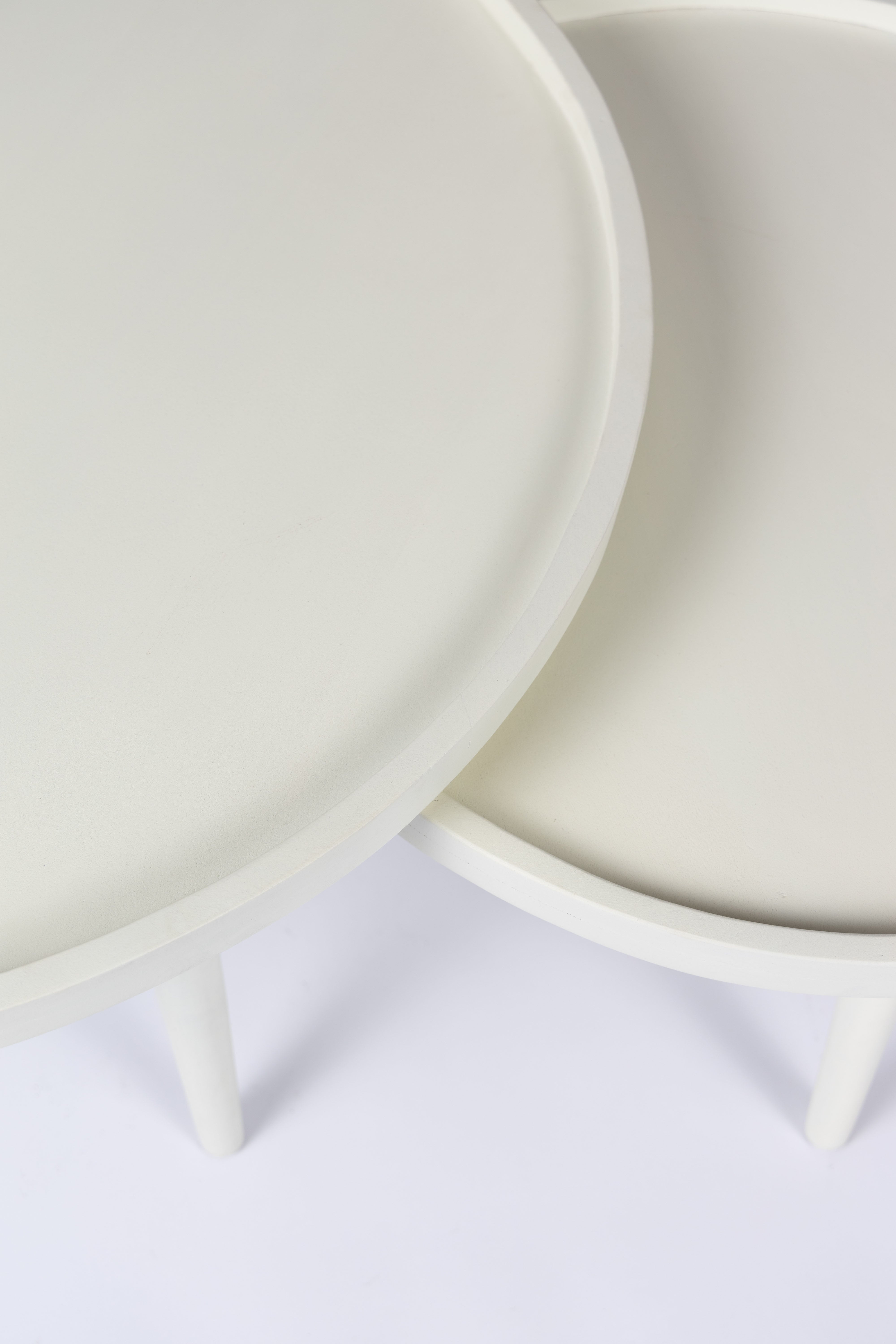 Salontafel Set van 2 - 80 cm x 60 cm - Wit - Mangohout