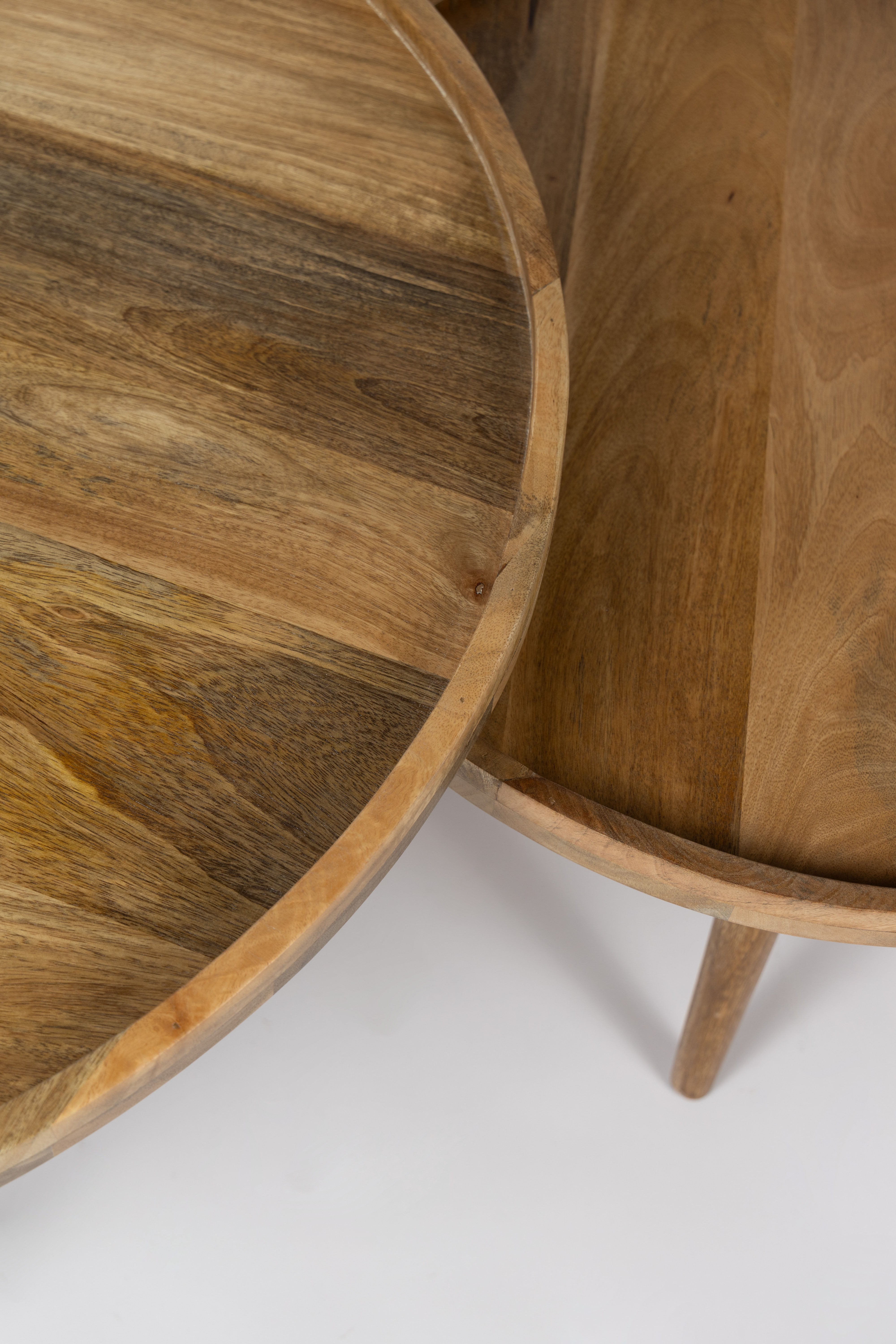 Salontafel - Set van 2 - 80 cm x 60 cm - Naturel - Mangohout