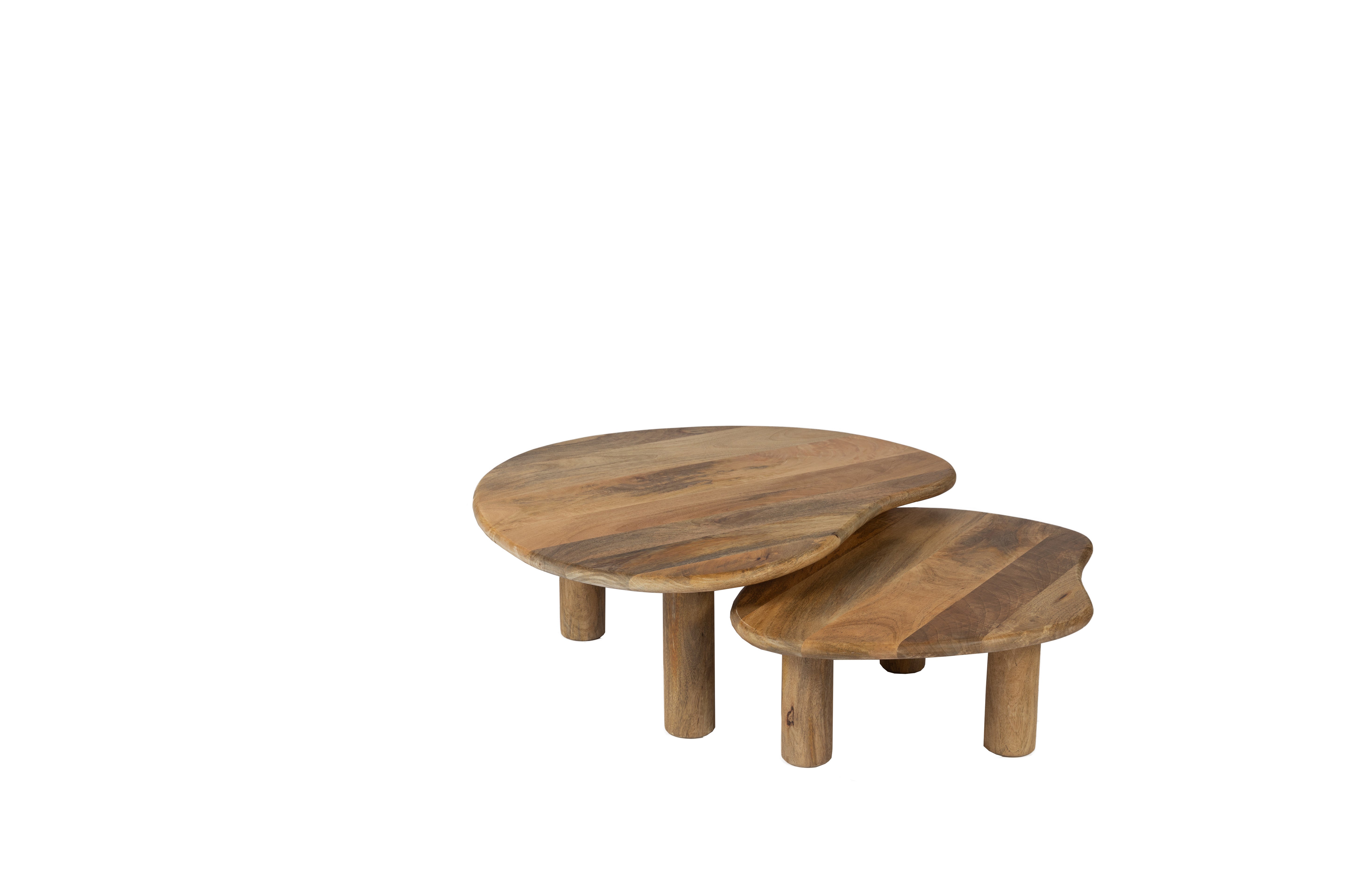 Organische salontafel set van 2 mango 80/70 cm