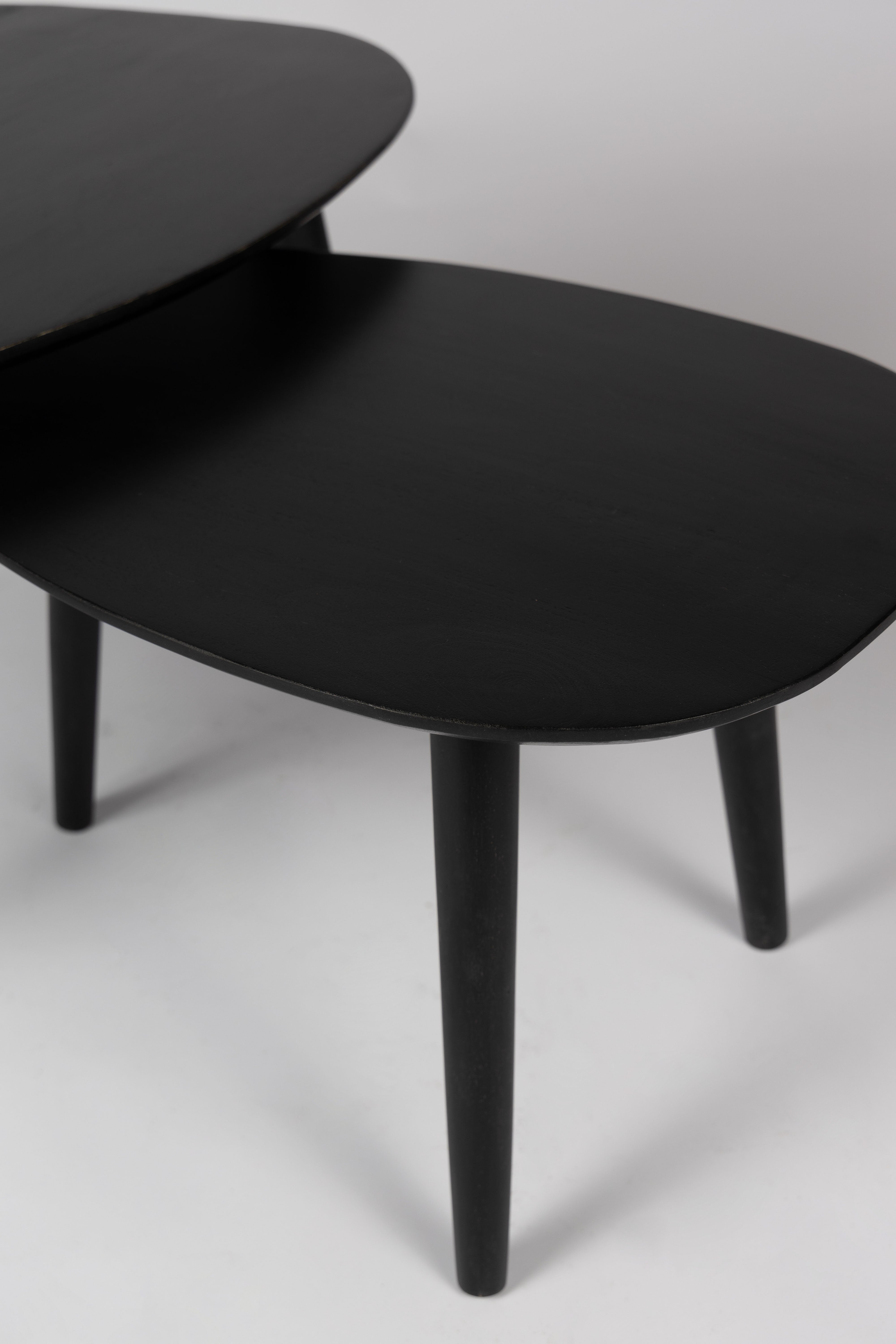 Driehoekige Salontafel set - Zwart - 2 stuks - Mangohout