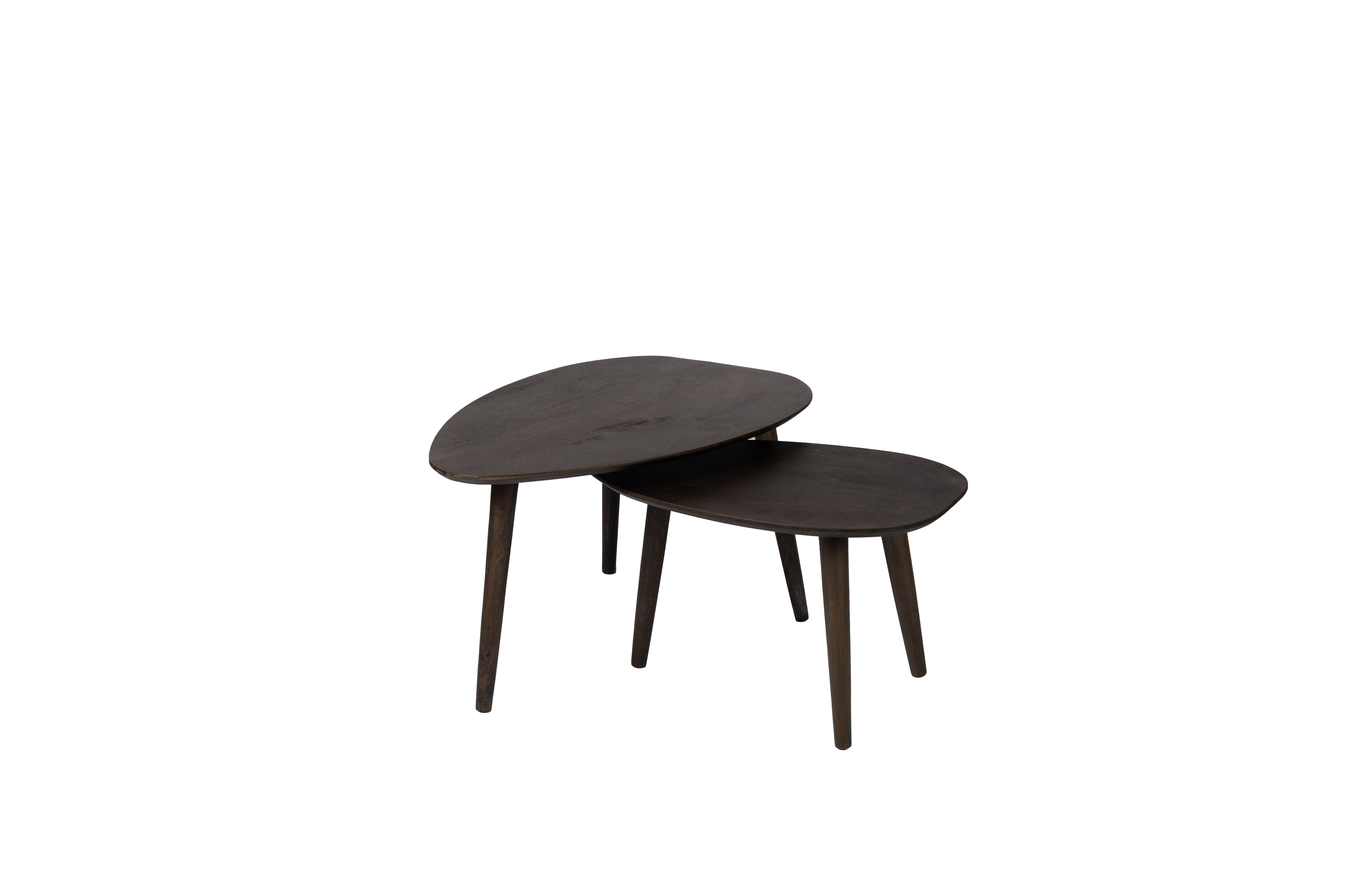 Driehoekige Salontafel set - Bruin - 2 stuks - Mangohout