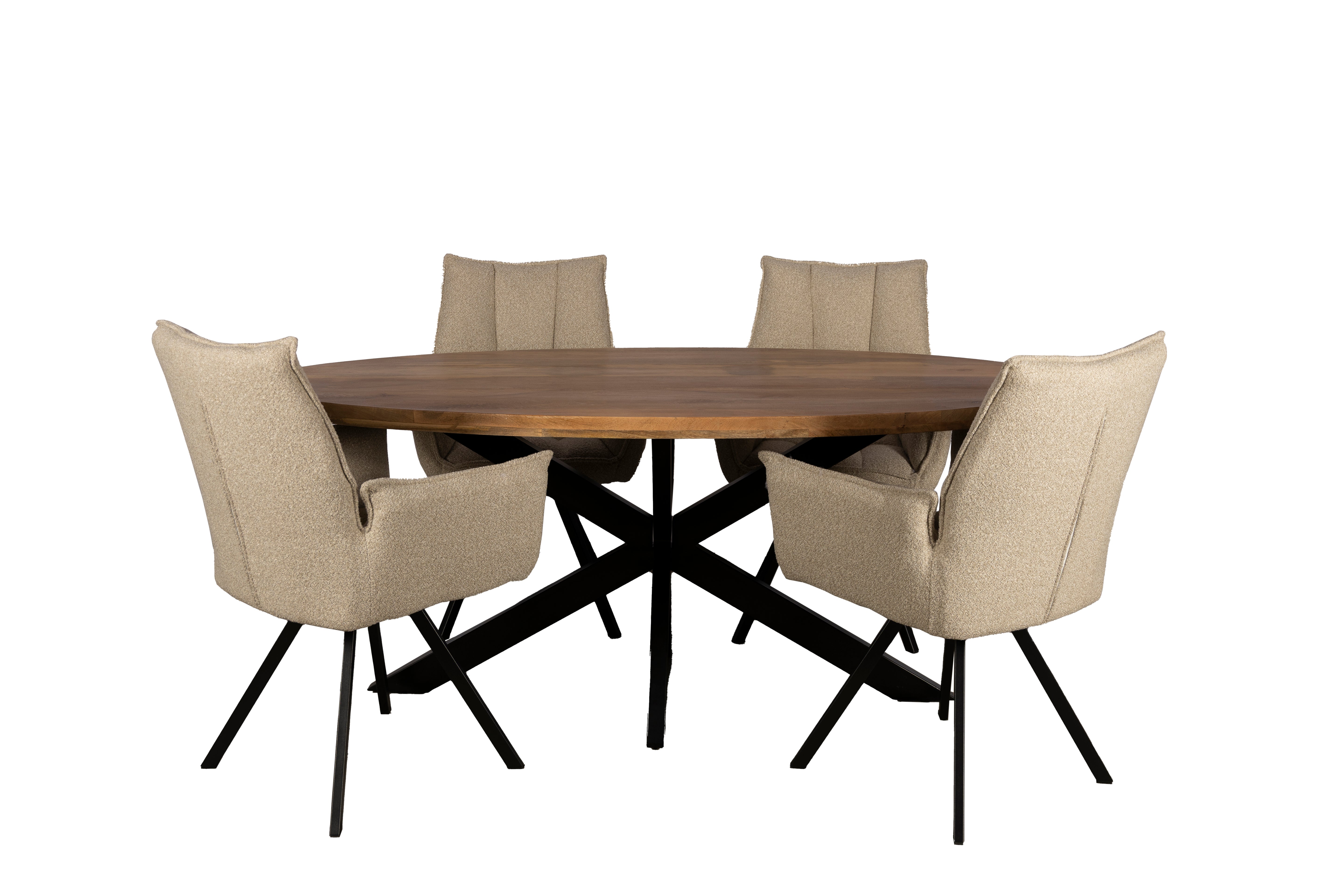 Combi Deal Naturel Ovale Eettafel + 4 Naturel St tropez Draaistoelen