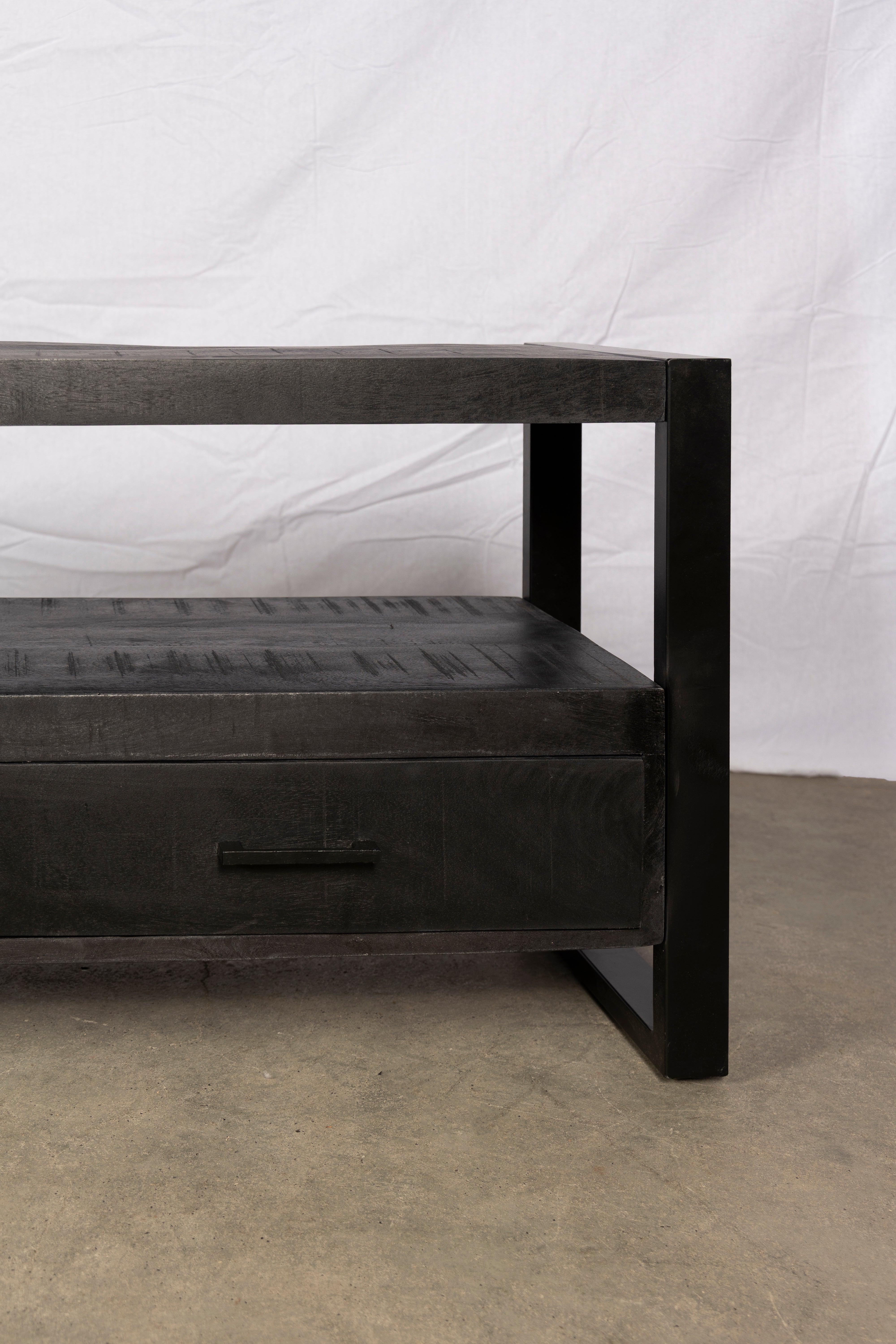 Tv - meubel TOON zwart 145 cm mangohout