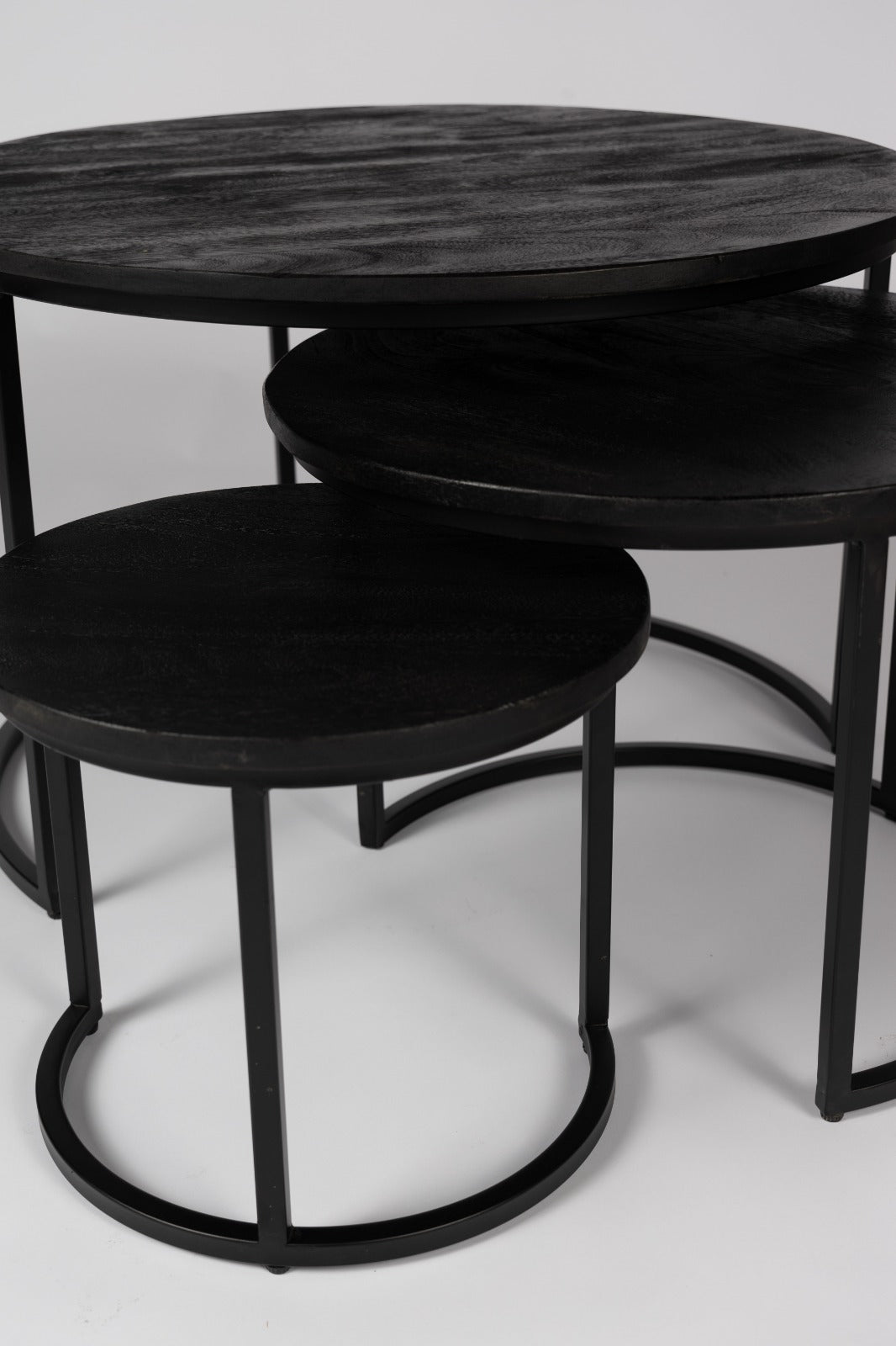Salontafel set Quincy - mangohout - zwart