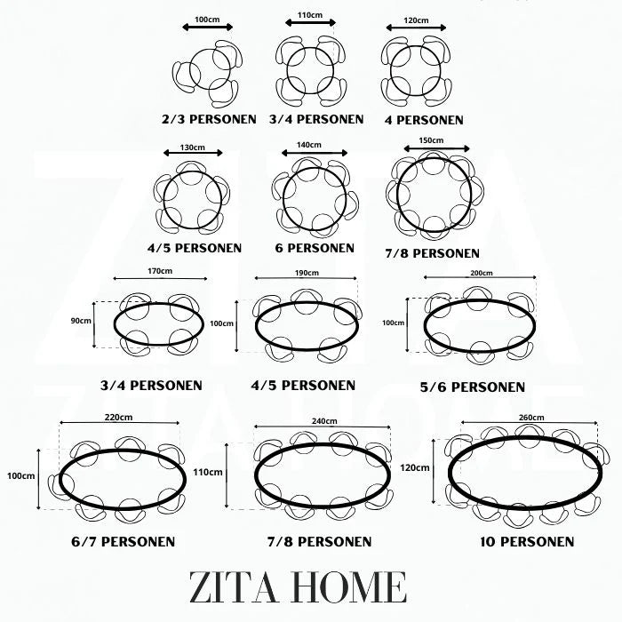 Ovale eettafel Tweekolompoten - 220 cm - zwart - Mangohout