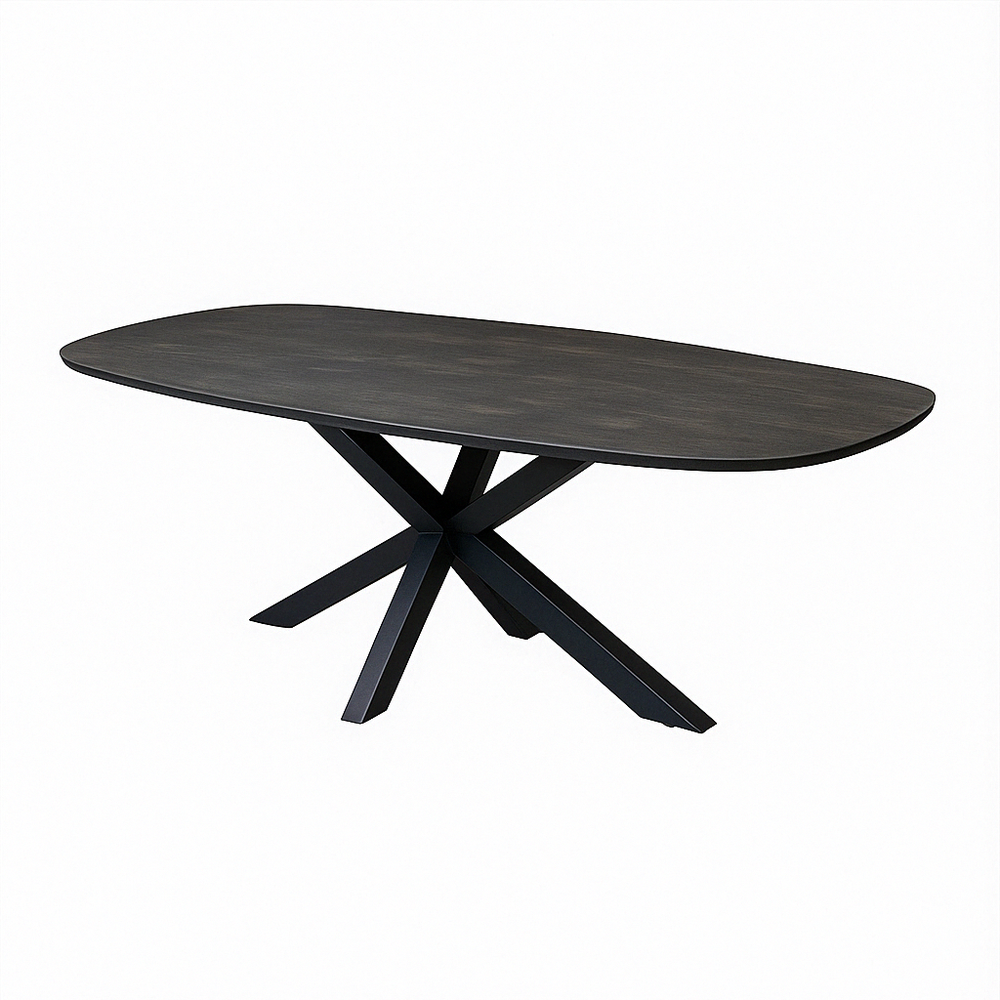 Deens Ovale Eettafel - 180 cm - Zwart - Mangohout
