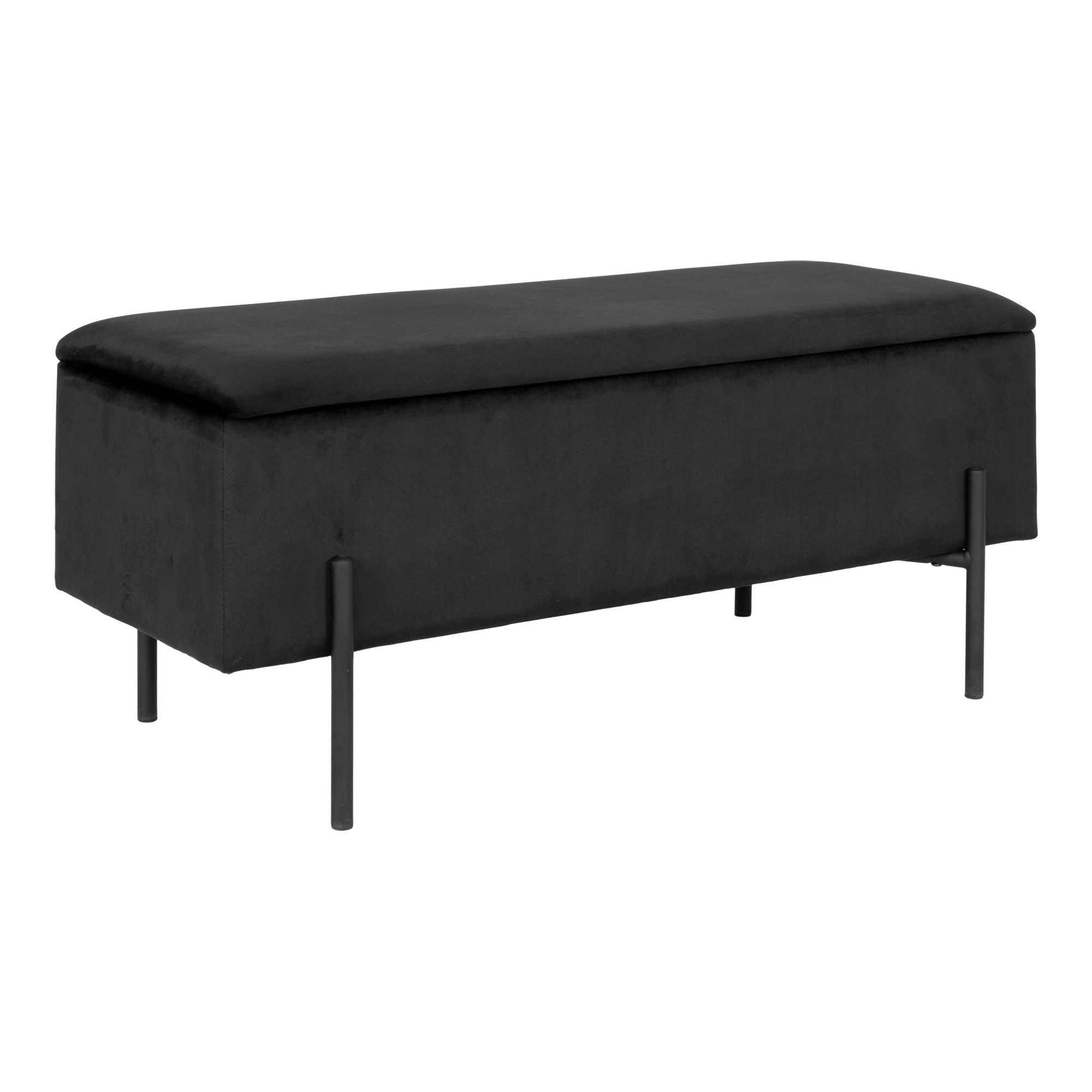 Watford Bench - Bench in black velvet with storage HN1207