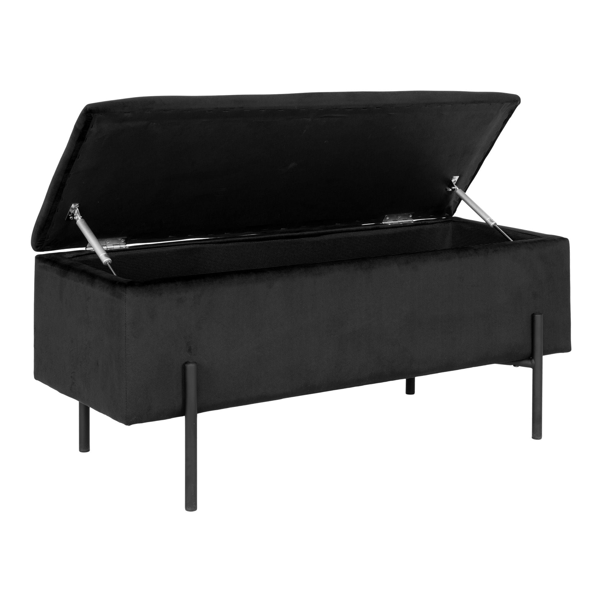 Watford Bench - Bench in black velvet with storage HN1207