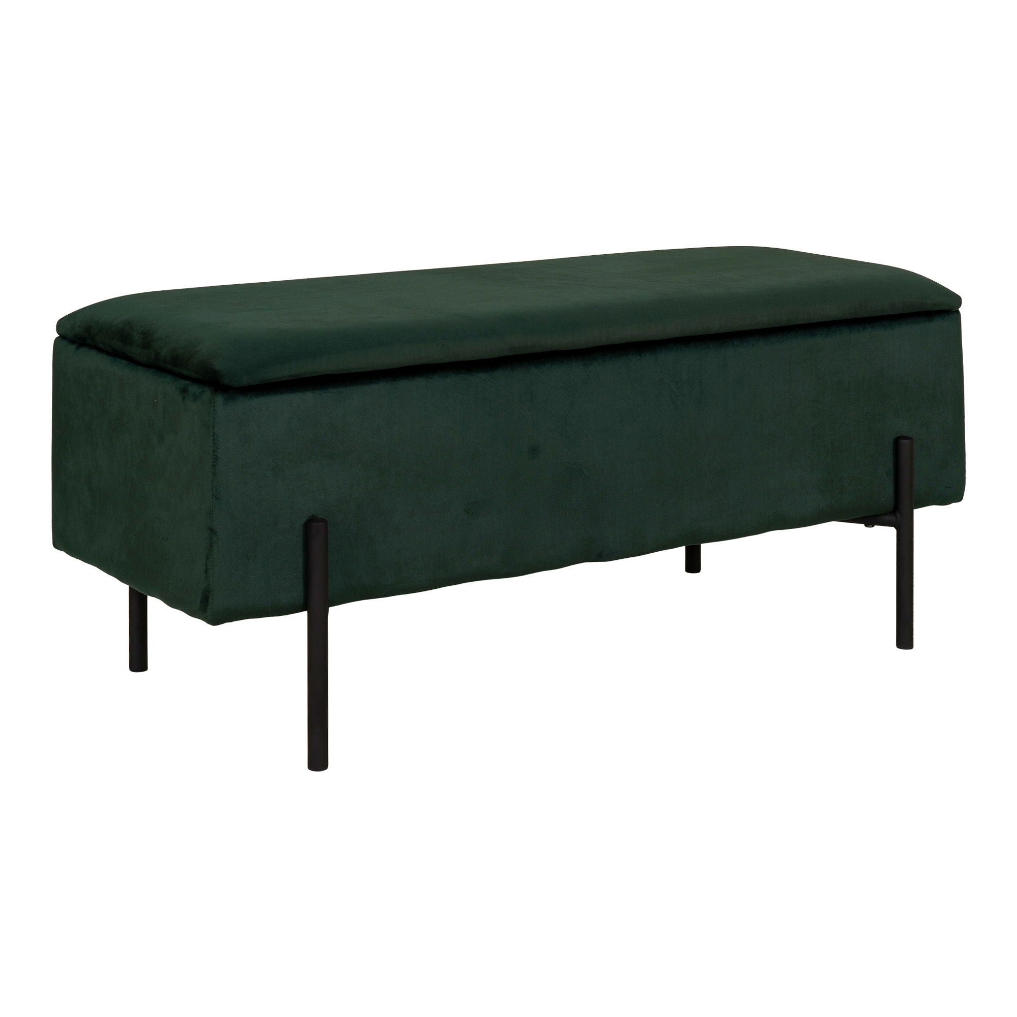 Watford Bench - Bench in green velvet with storage HN1206