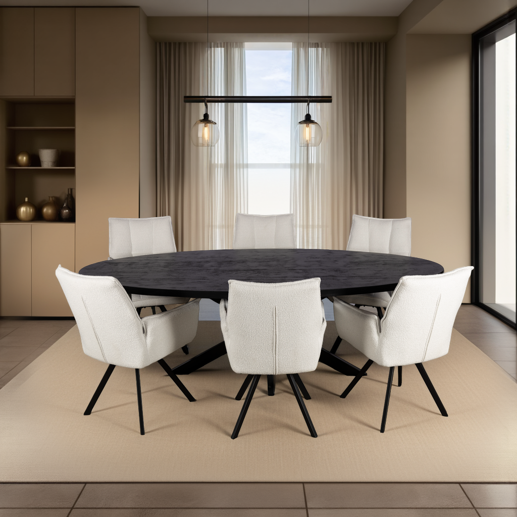 Ovale Eettafel - 260cm - Zwart - Mangohout