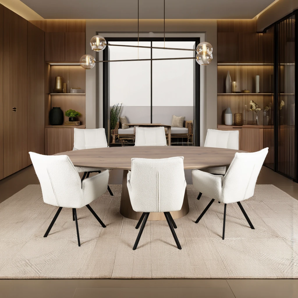 Ovale Eettafel - 260cm - Bruin - EIkenhout