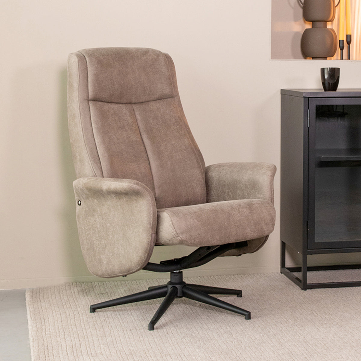 Relaxfauteuil Bergen - Taupe - Micro Suede