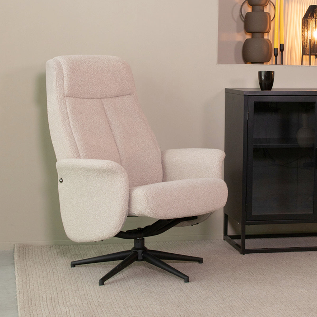 Relaxfauteuil Bergen - Naturel - Bouclé