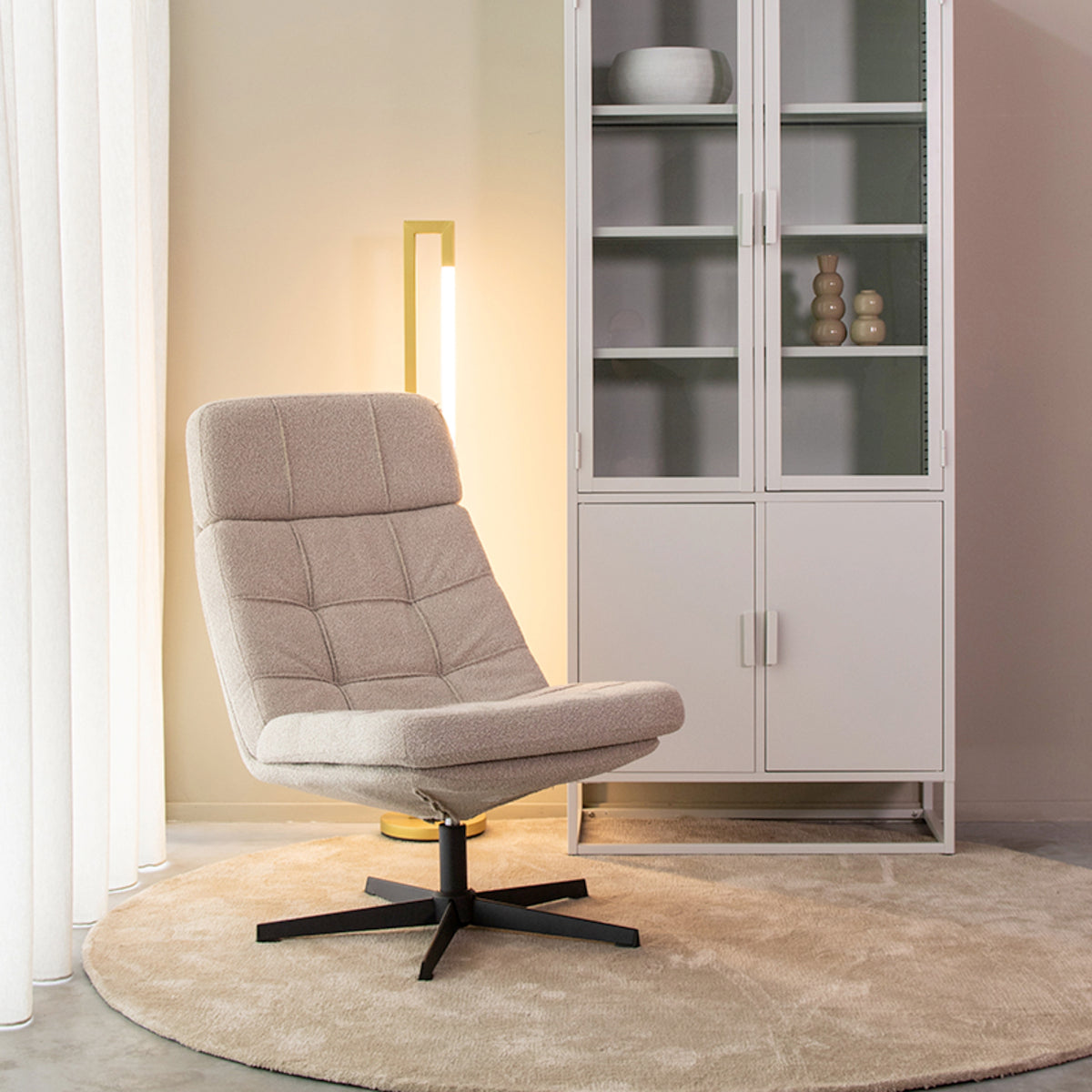 Draaifauteuil Alvar - naturel - bouclé