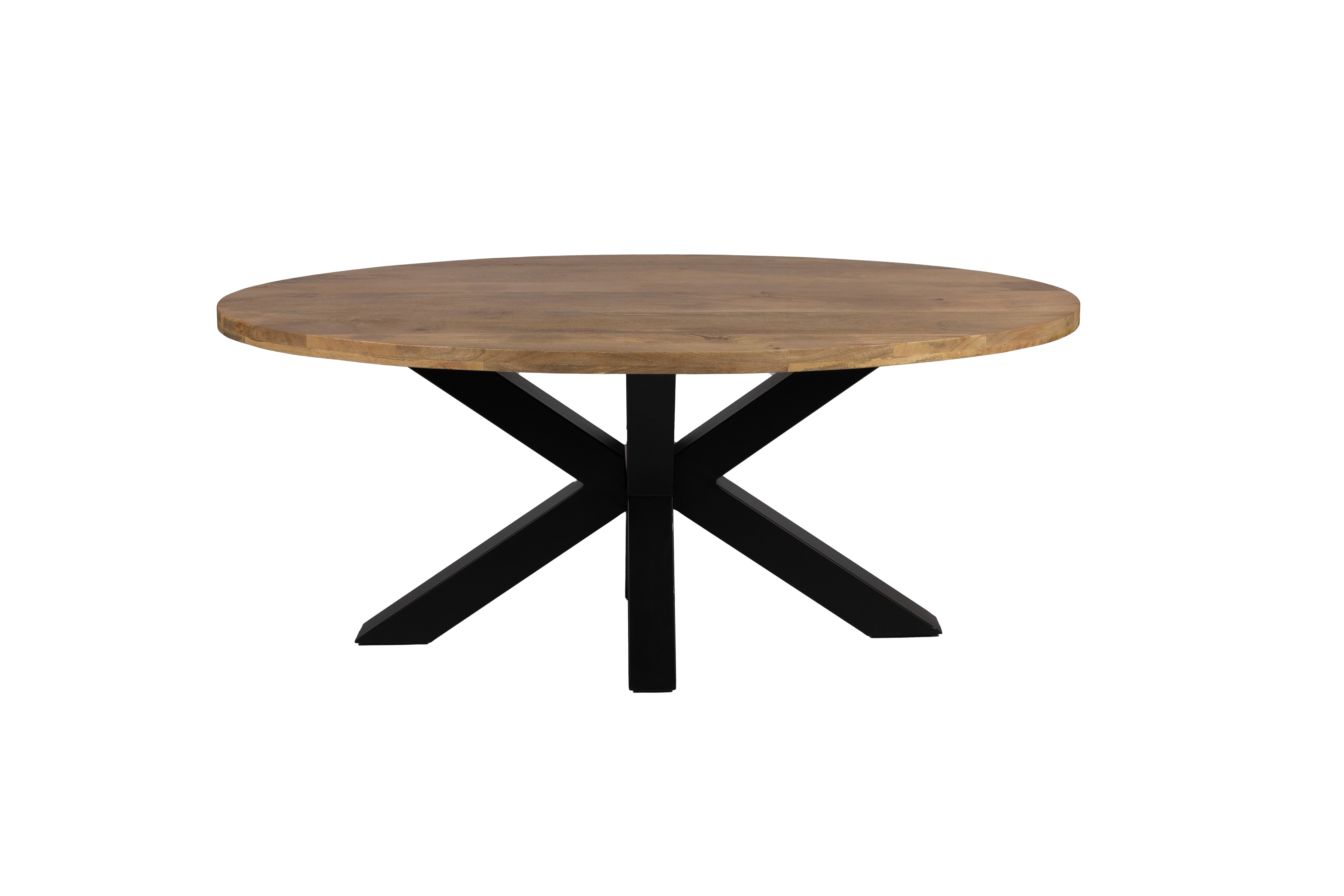 Table à manger ovale - 200 cm - Structure épaisse - Noir - Bois de manguier