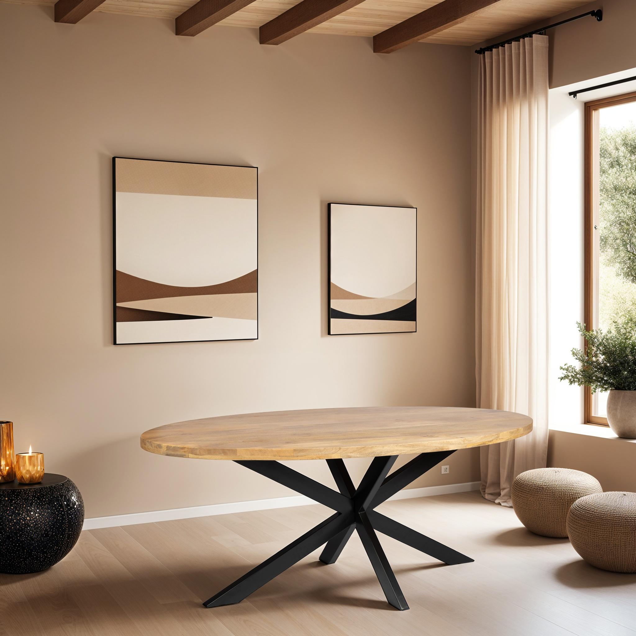 Ovale Eettafel - 200cm - Naturel - Mangohout