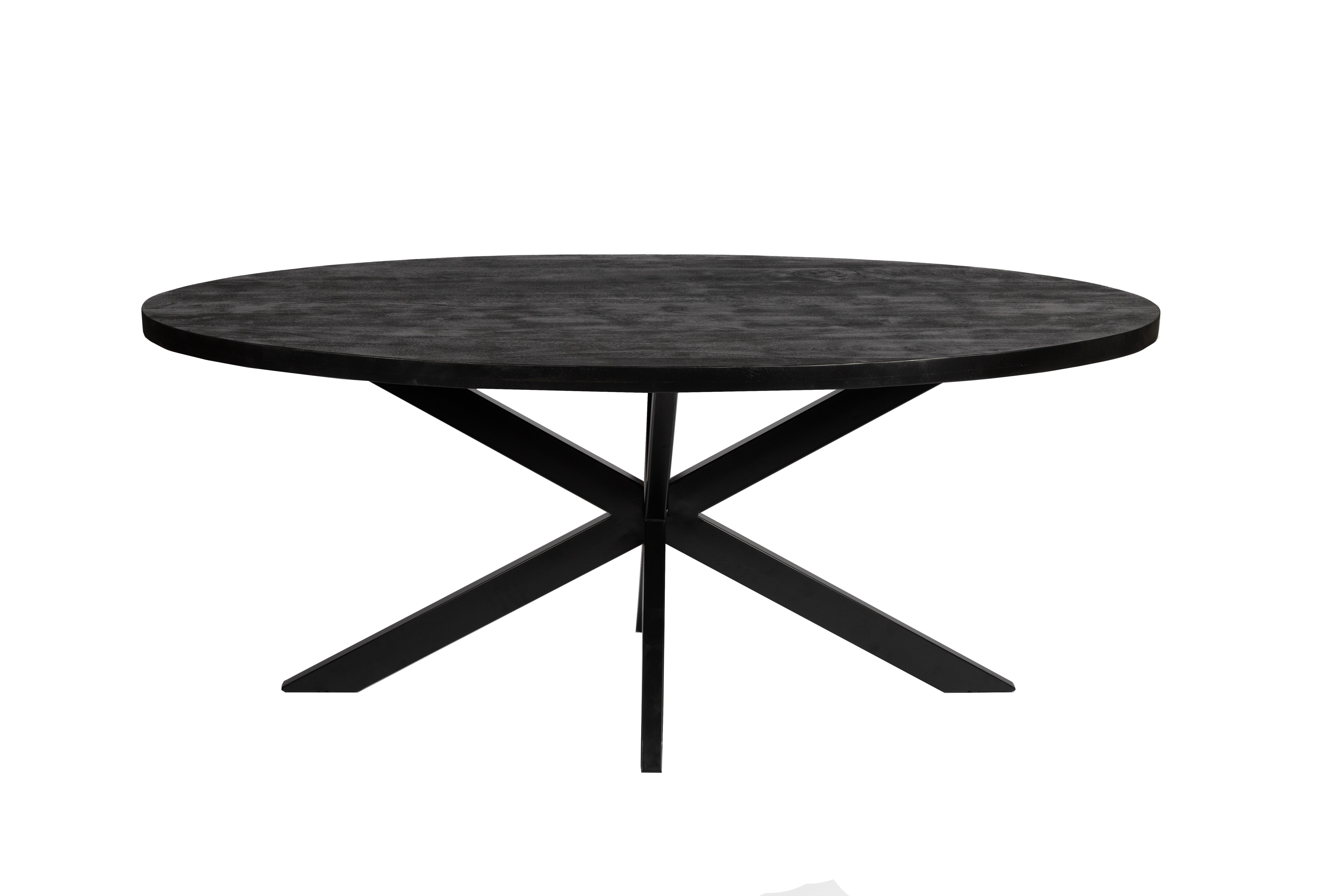 Ovale Eettafel - 170cm - Zwart - Mangohout