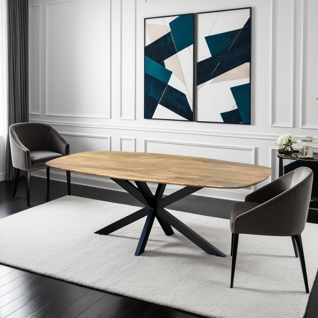 Deens Ovale Eettafel - 160 cm - Naturel - Mangohout