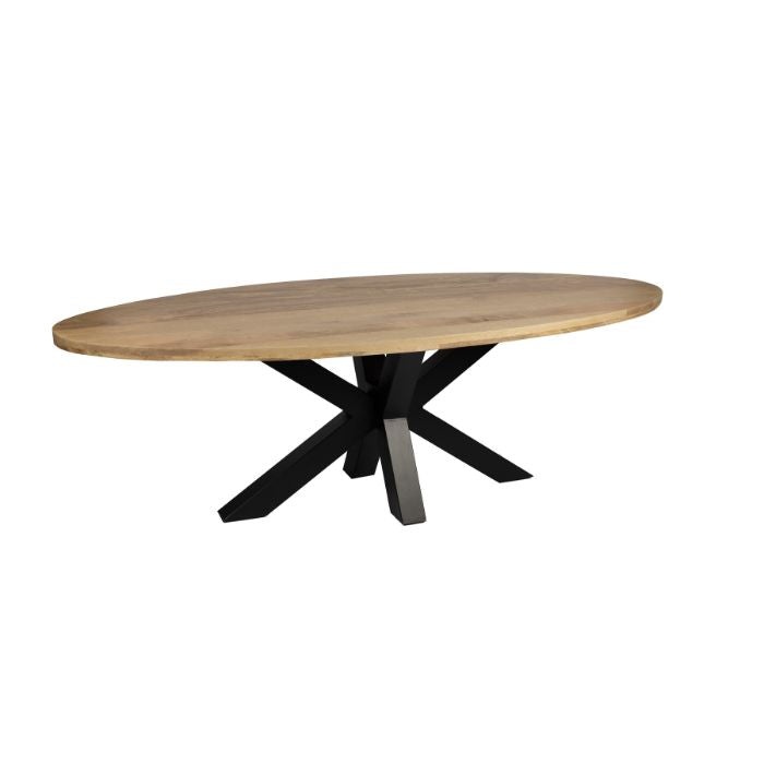 Table à manger ovale - 240 cm - Cadre épais - Naturel - Bois de manguier