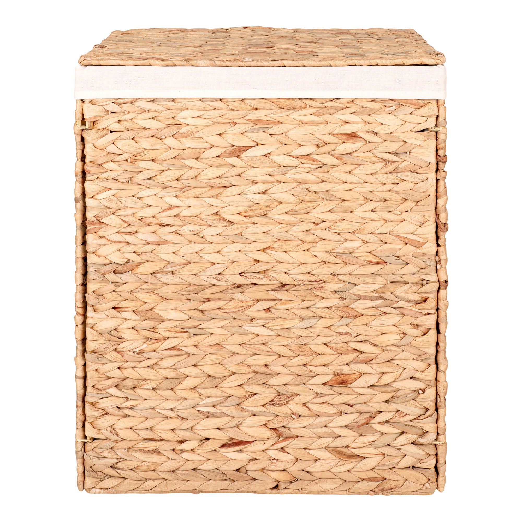 Passo Laundry Basket - Laundry basket w. lid in water hyacinth, nature, rectangular, incl lining, 43x32x55 cm