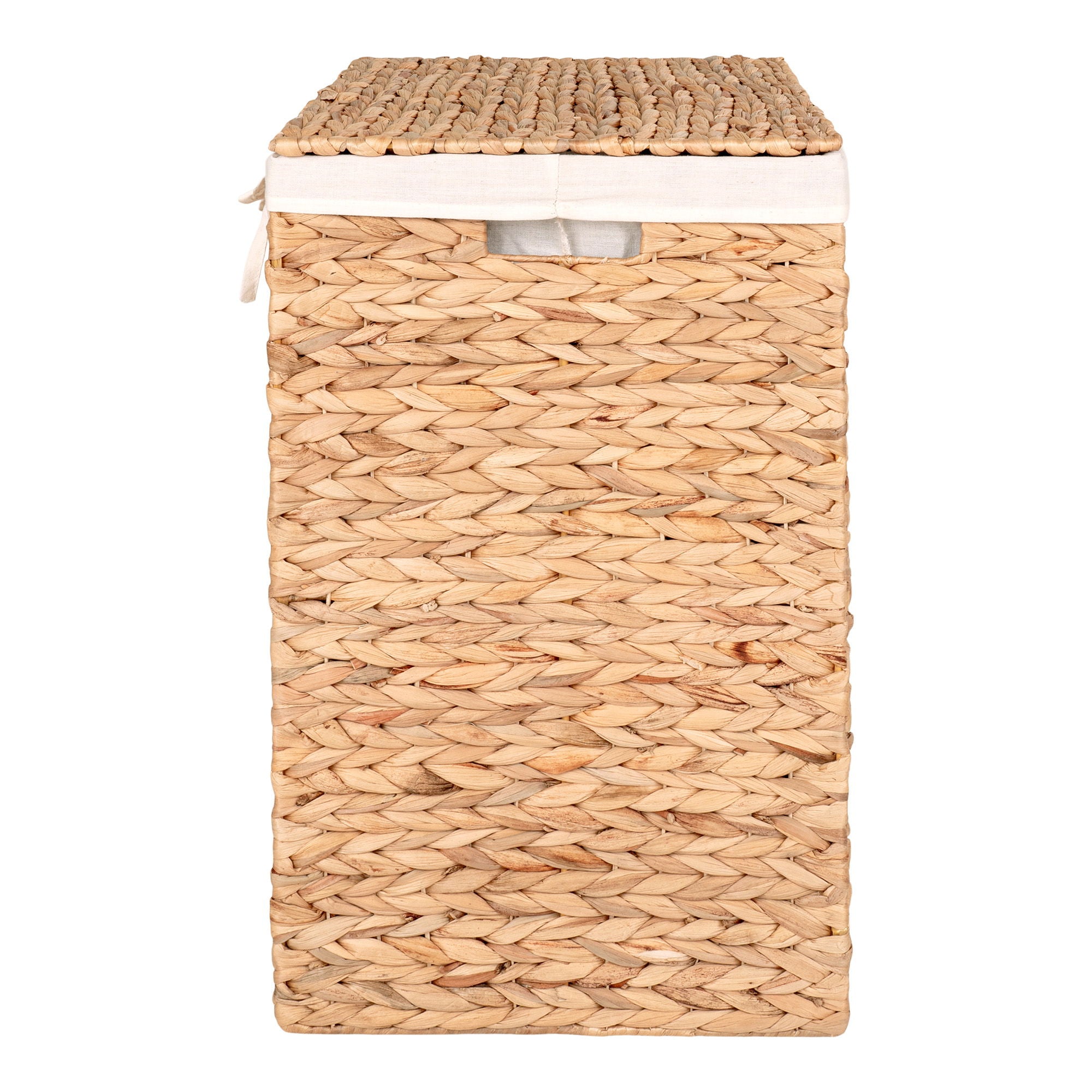 Passo Laundry Basket - Laundry basket w. lid in water hyacinth, nature, rectangular, incl lining, 43x32x55 cm