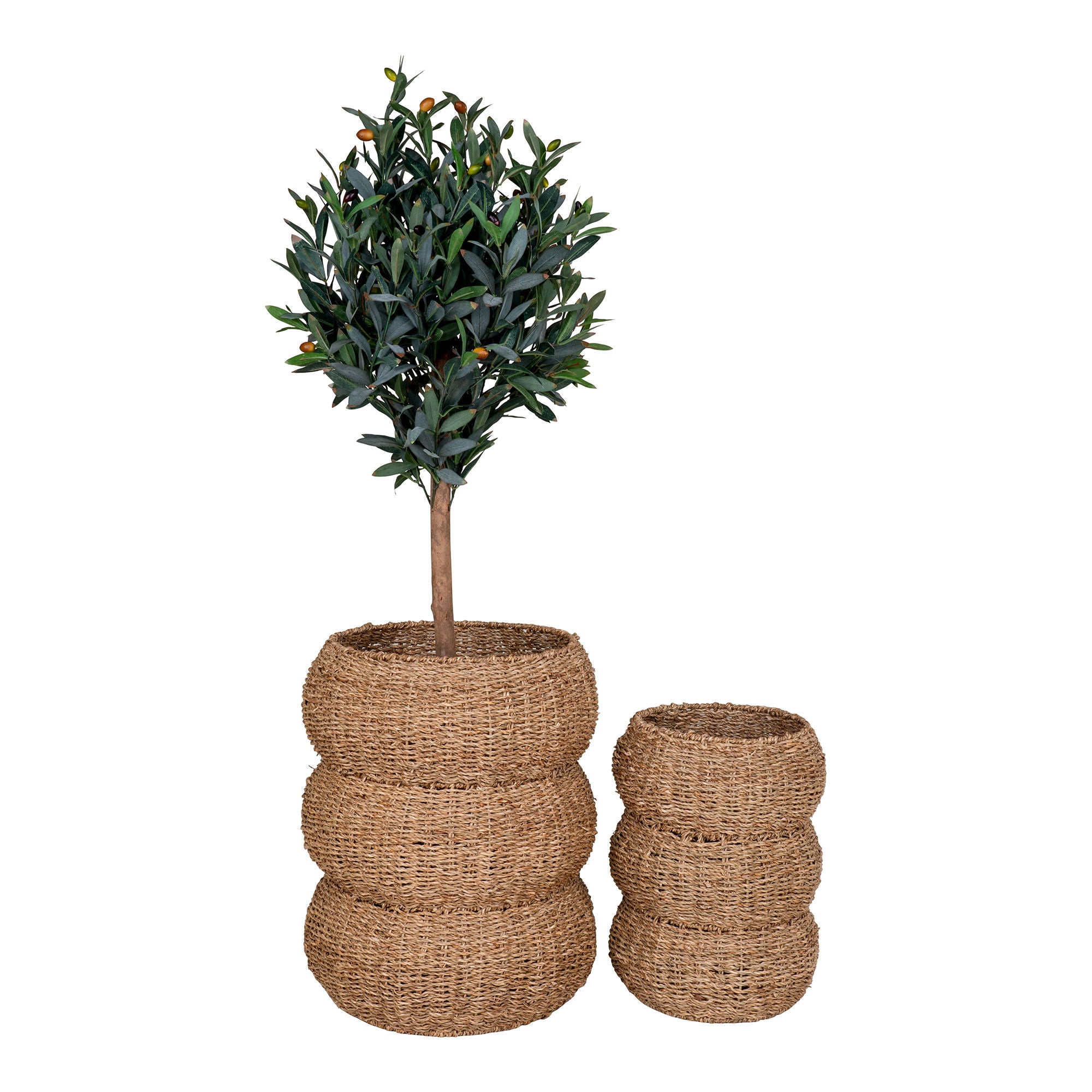 Sarbas Baskets - Baskets in seagrass, nature, round, set of 2