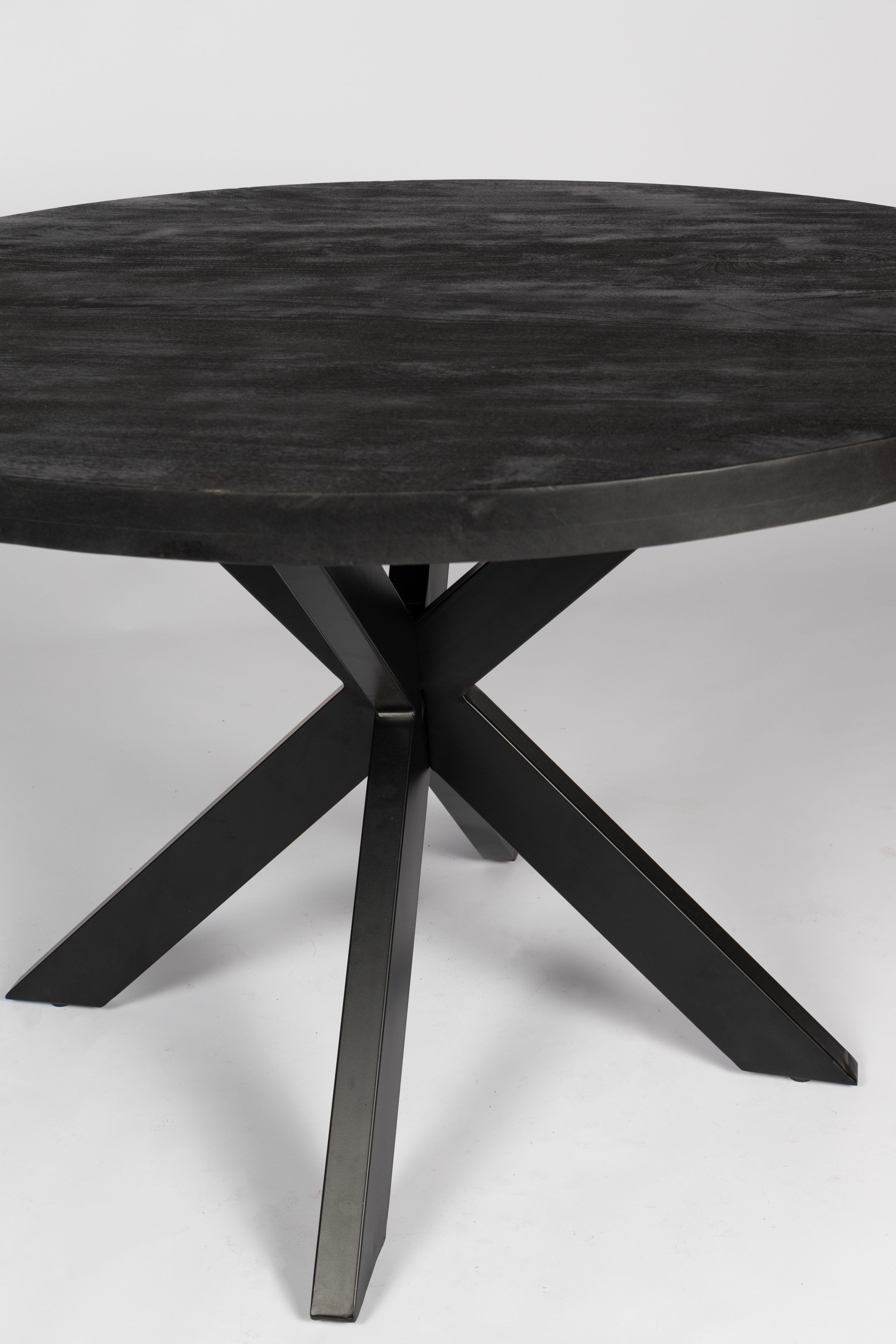 Combi Deal Zwarte Ronde Eettafel + 4 Créme Draaistoelen