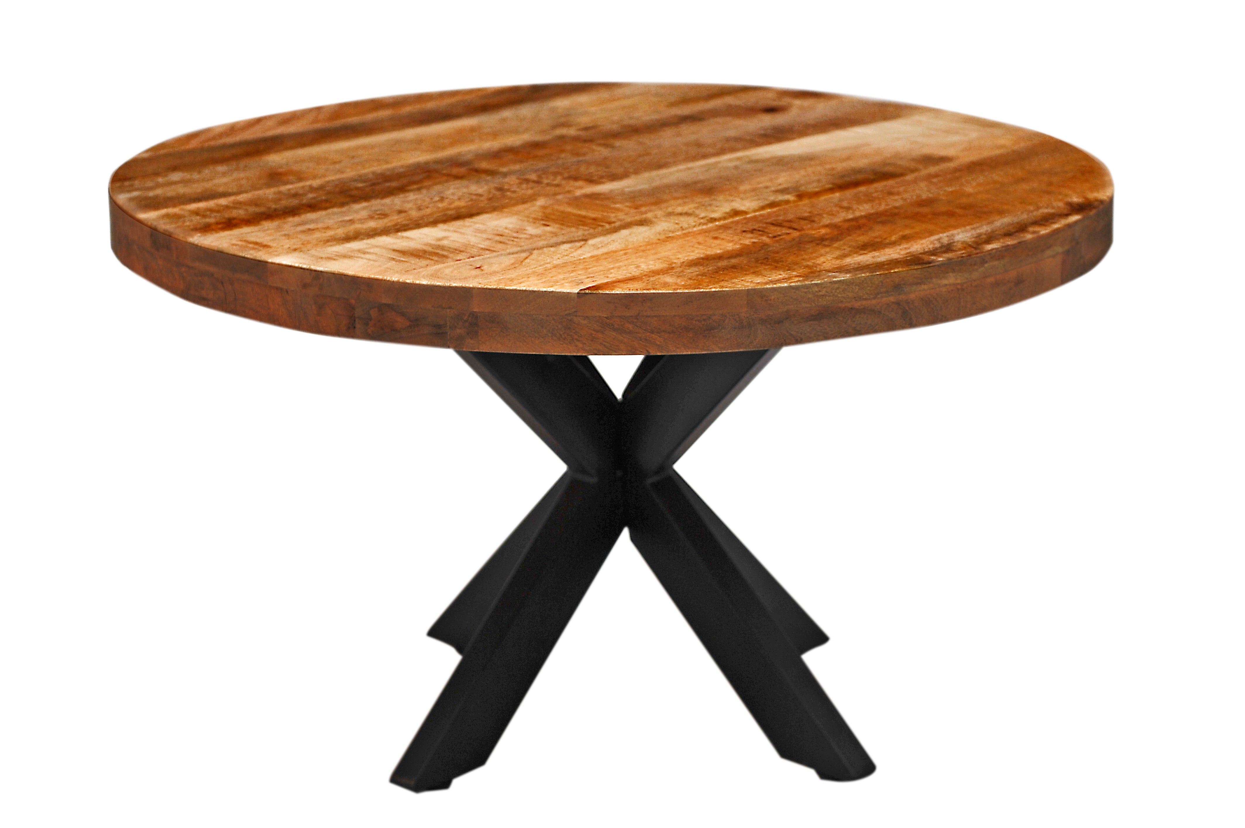 Ronde Salontafel - 75cm naturel mango hout met metaal onderstel