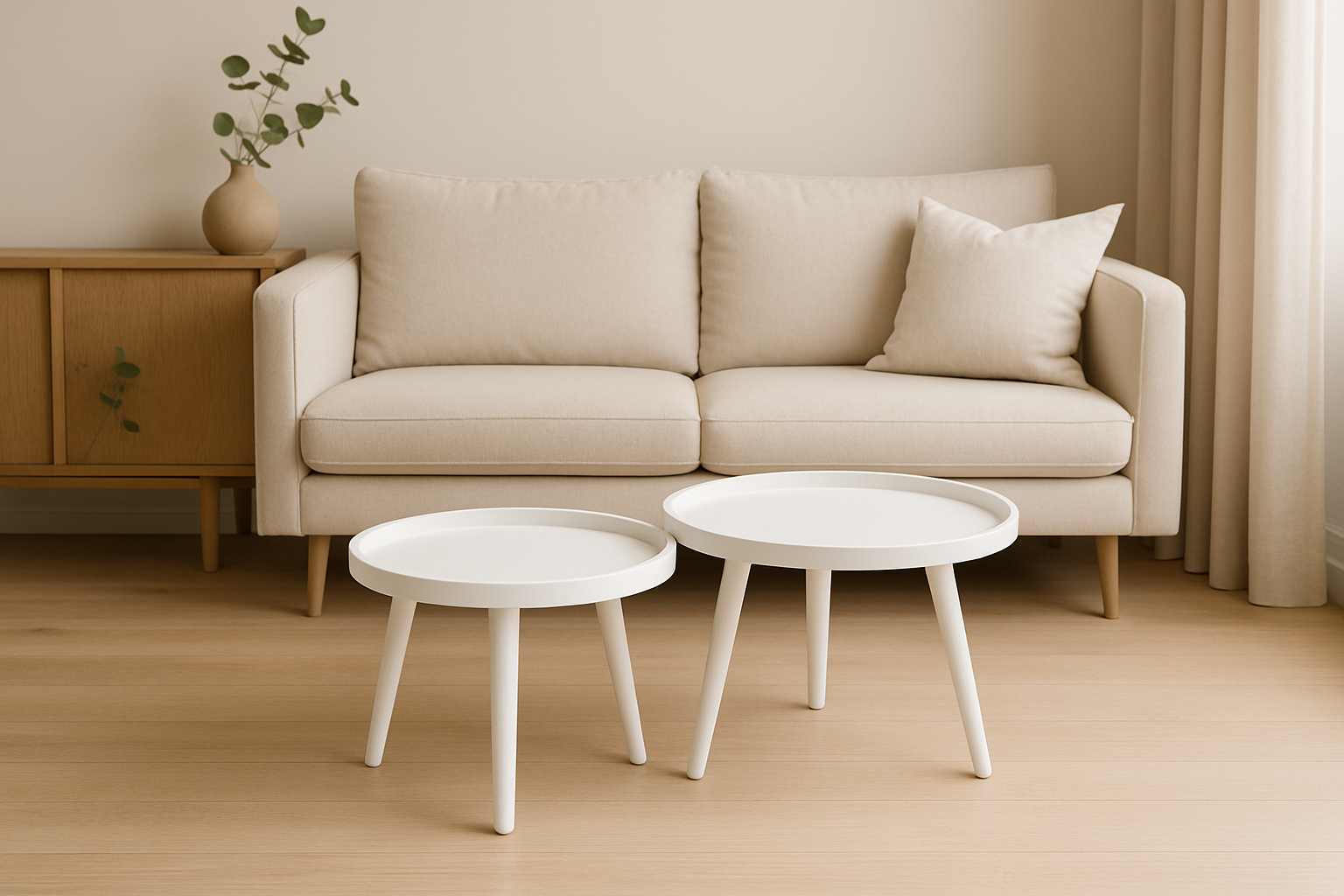 Salontafel Set van 2 - 80 cm x 60 cm - Wit - Mangohout