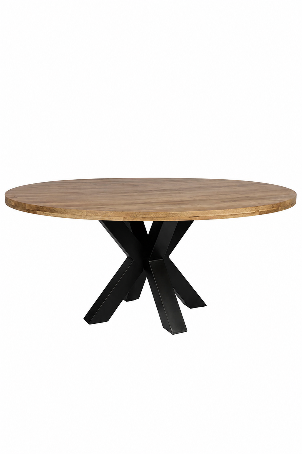 Ronde eettafel - 180 cm - Naturel - Mangohout - Dik frame