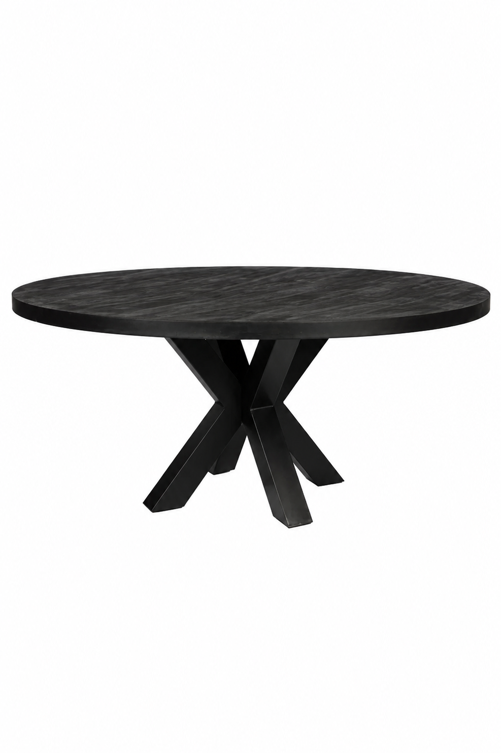 Ronde eettafel - 180 cm - Zwart - Mangohout - Dik frame