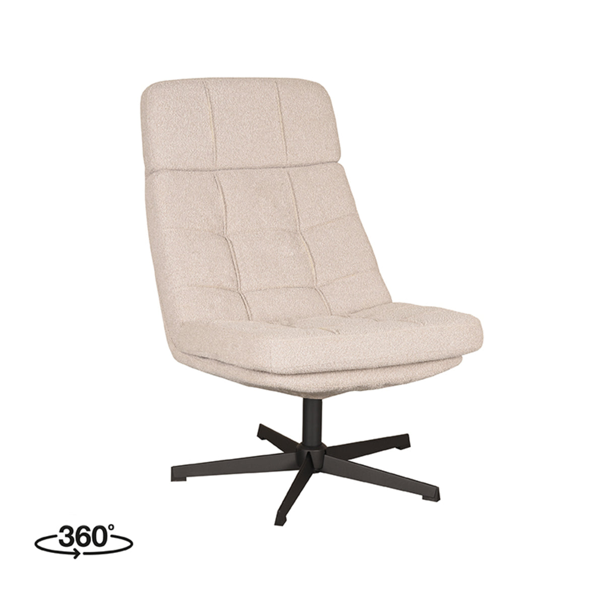 Draaifauteuil Alvar - naturel - bouclé