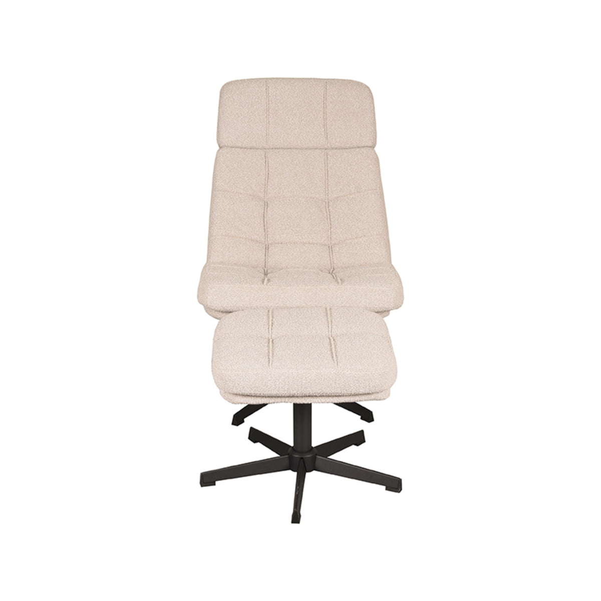 Draaifauteuil Alvar + Ottomane - Naturel - Bouclé