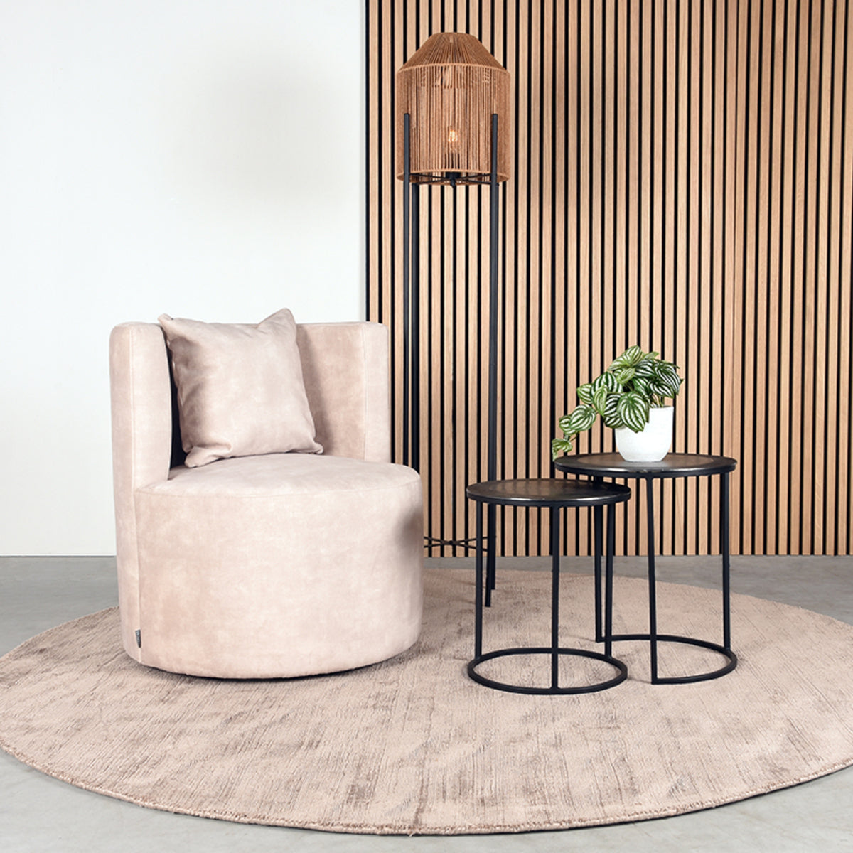 Fauteuil Evy - Naturel - Velours