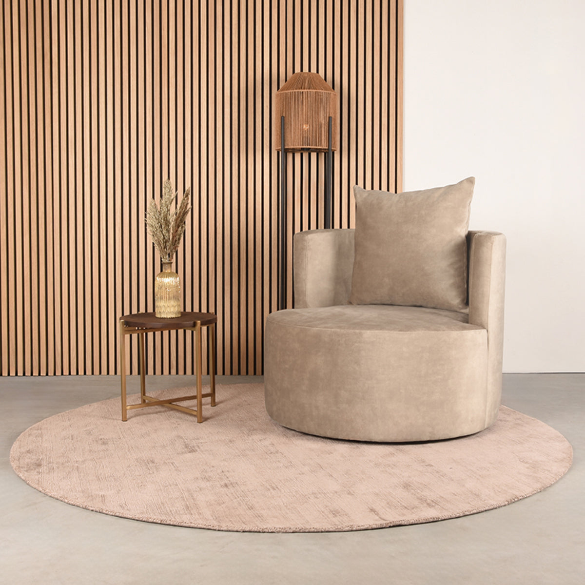 Fauteuil Evy - Naturel - Velours